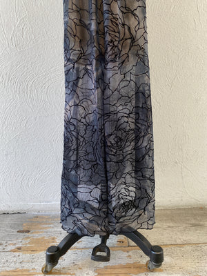 flocked flower mesh skirt