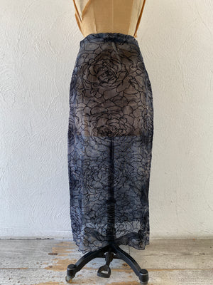 flocked flower mesh skirt