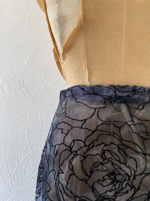 flocked flower mesh skirt