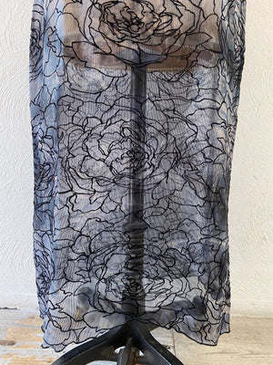 flocked flower mesh skirt