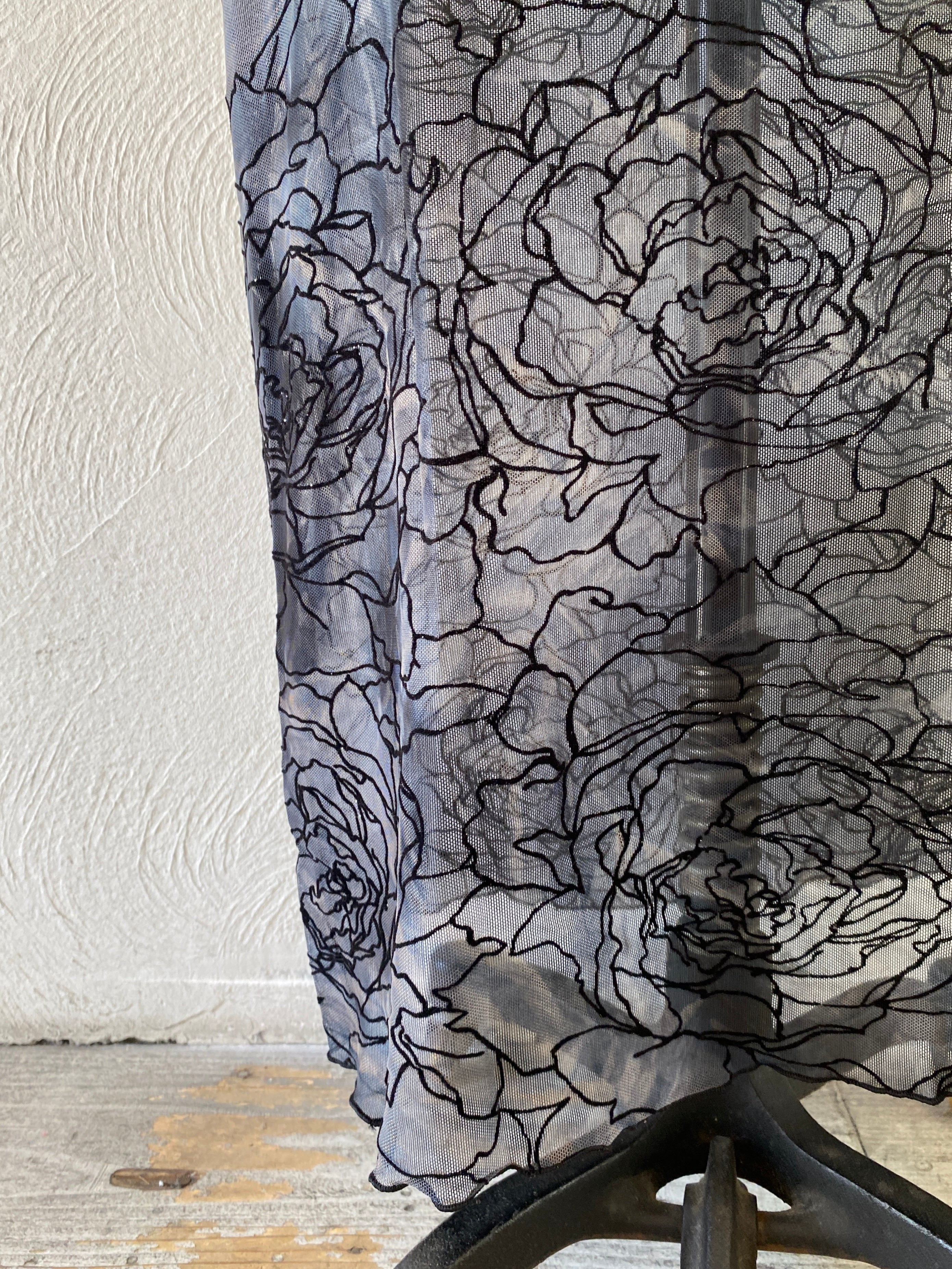 flocked flower mesh skirt