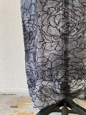 flocked flower mesh skirt