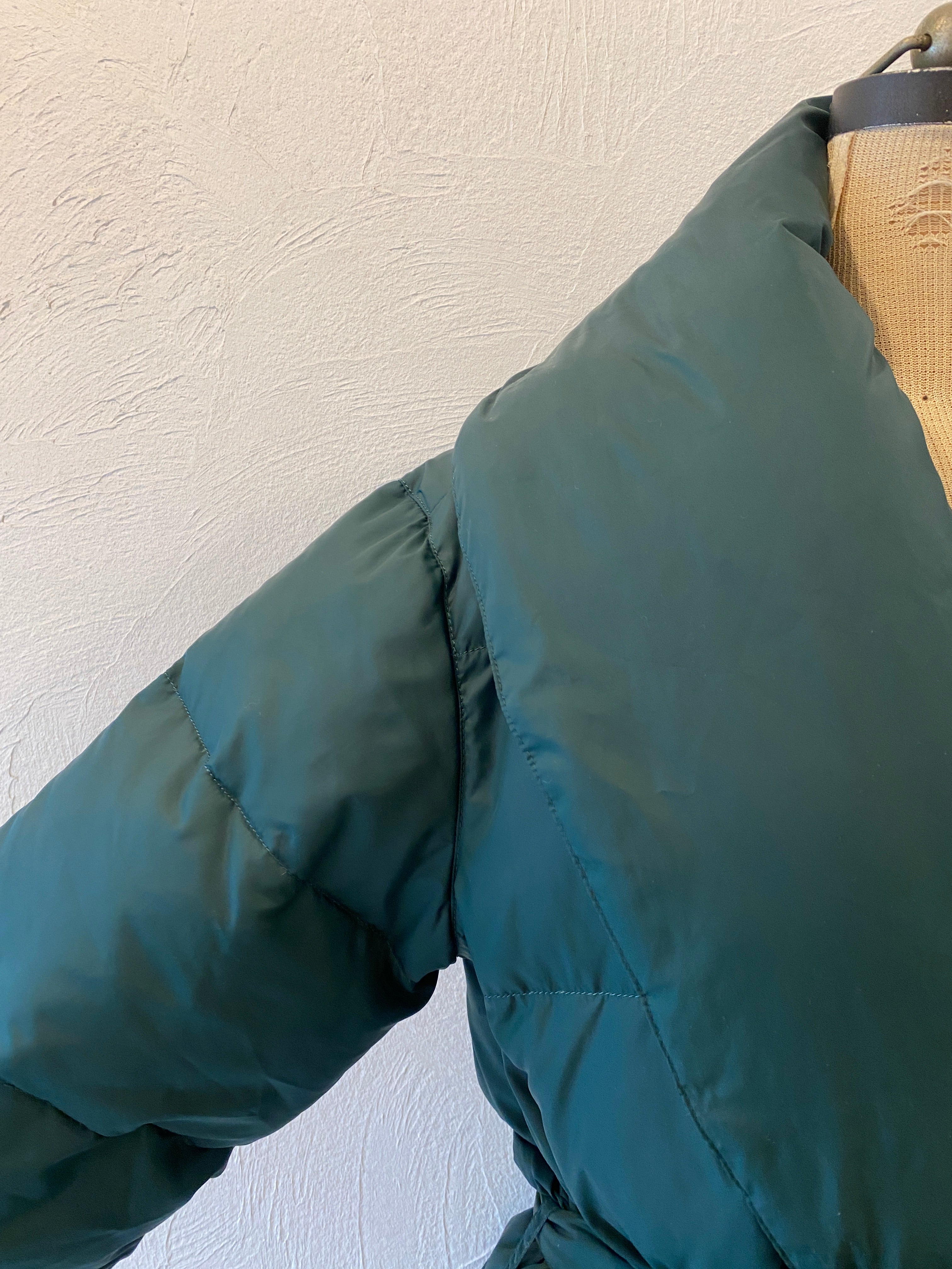 check & down long coat