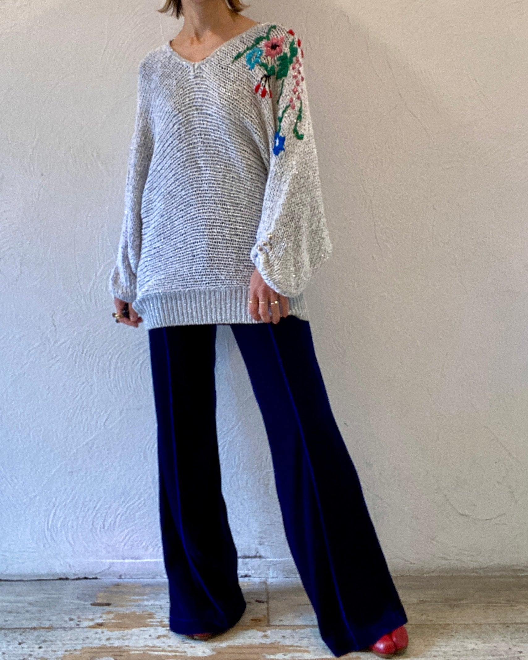 glitter embroidery knit