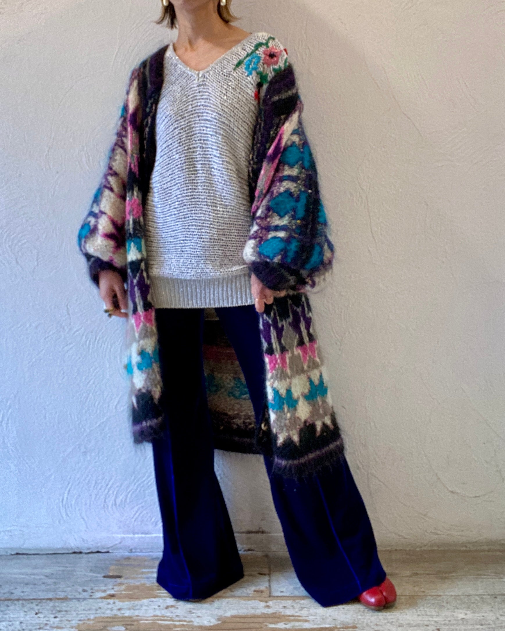 glitter mohair knit cardigan