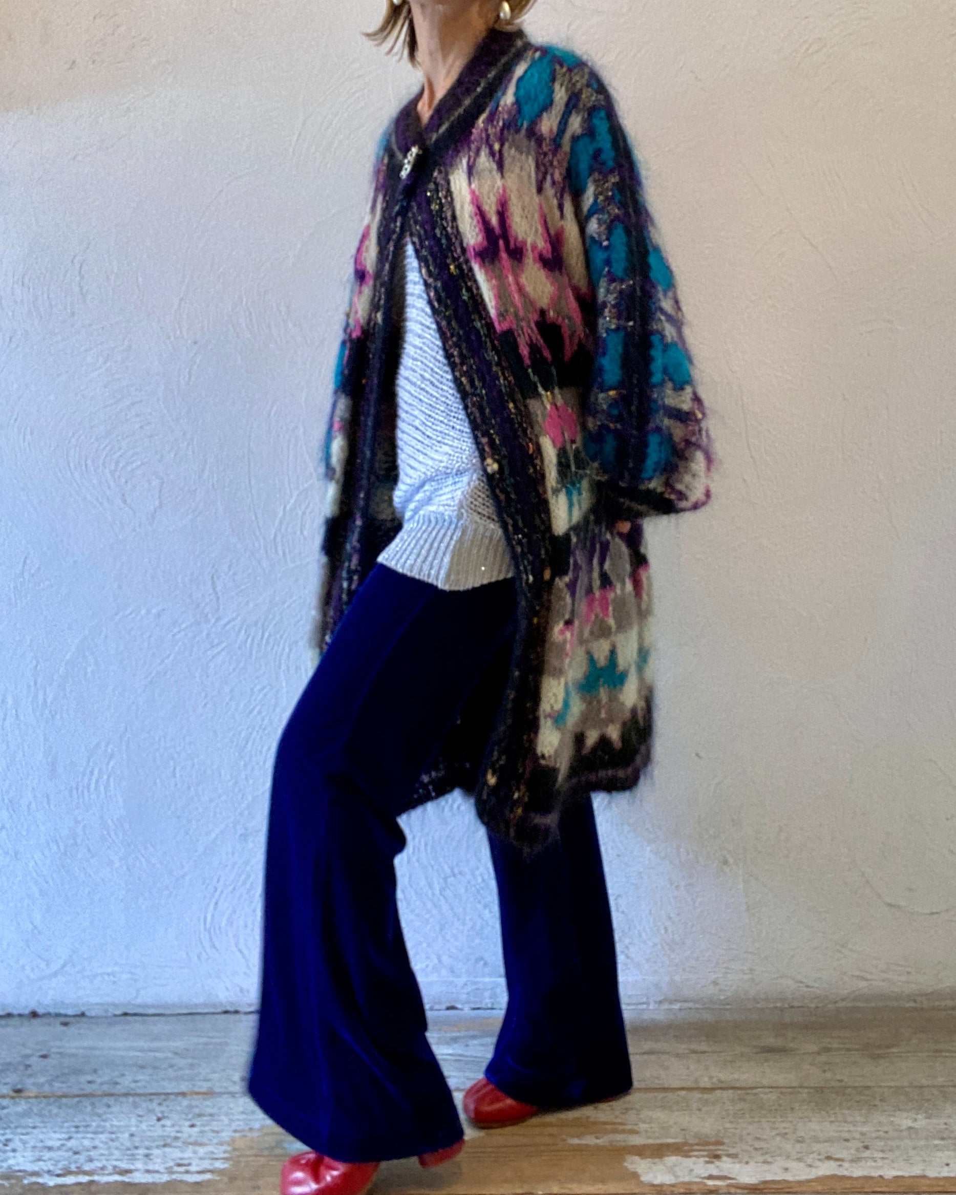 glitter mohair knit cardigan