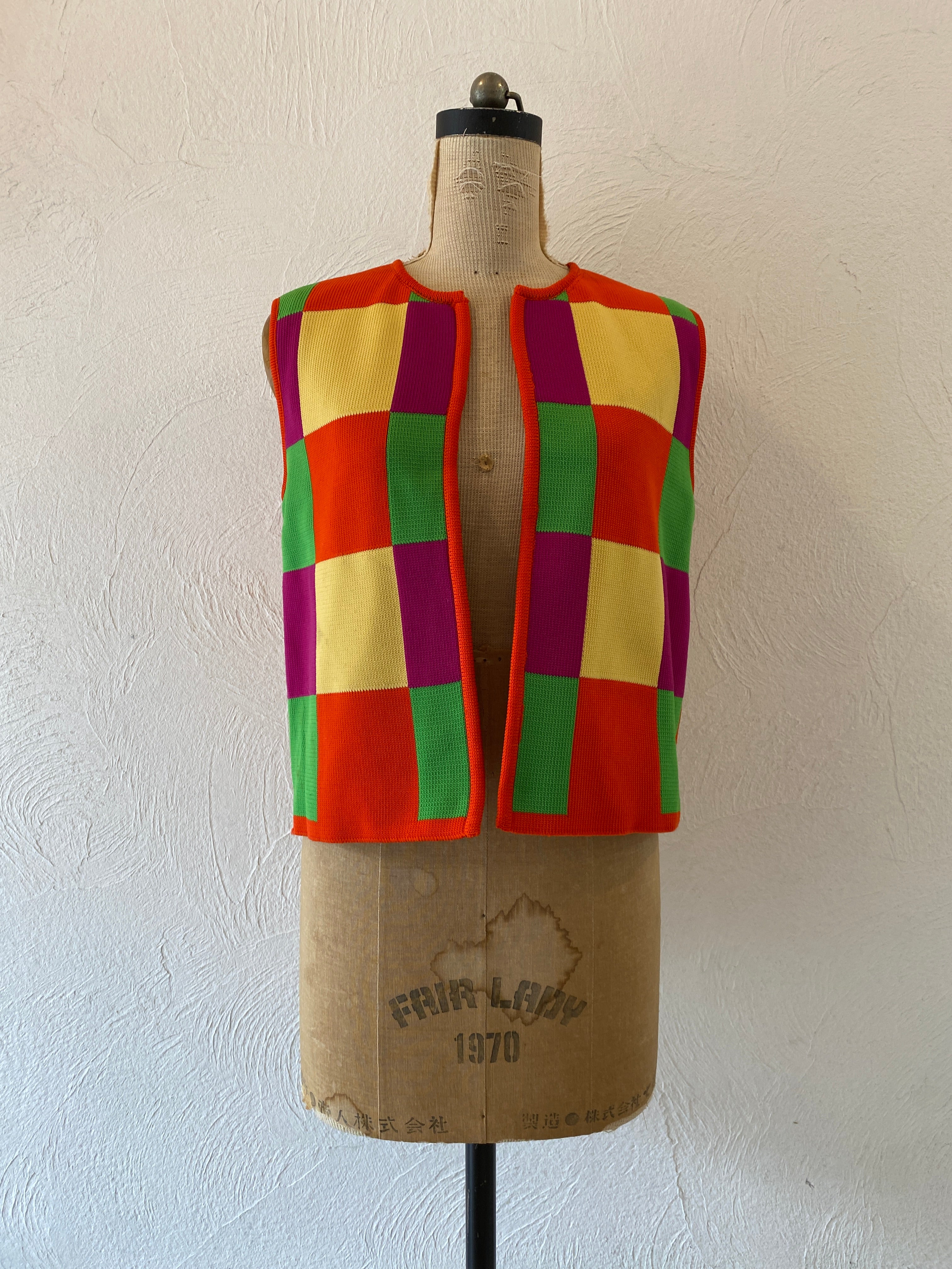 checker knit vest