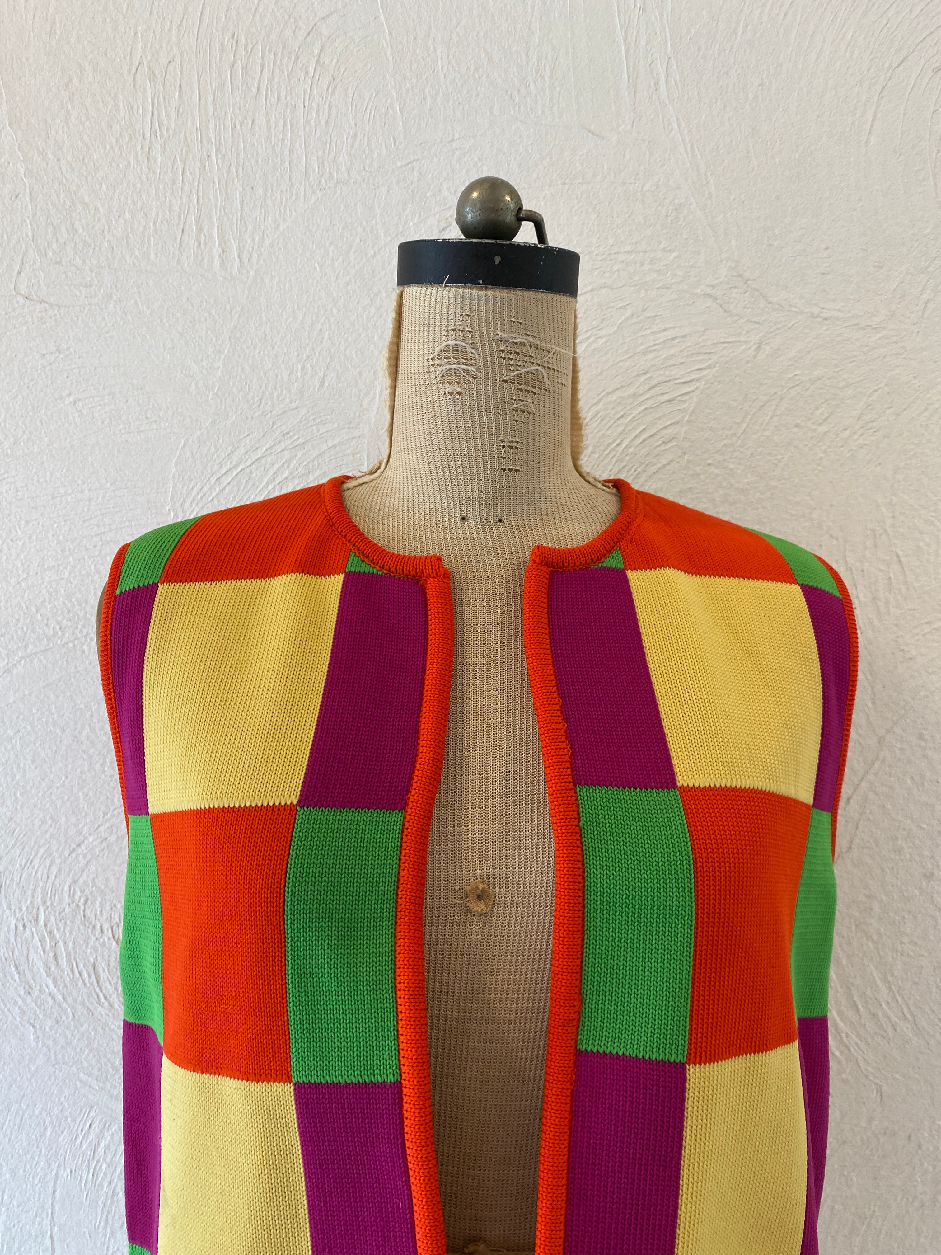 checker knit vest