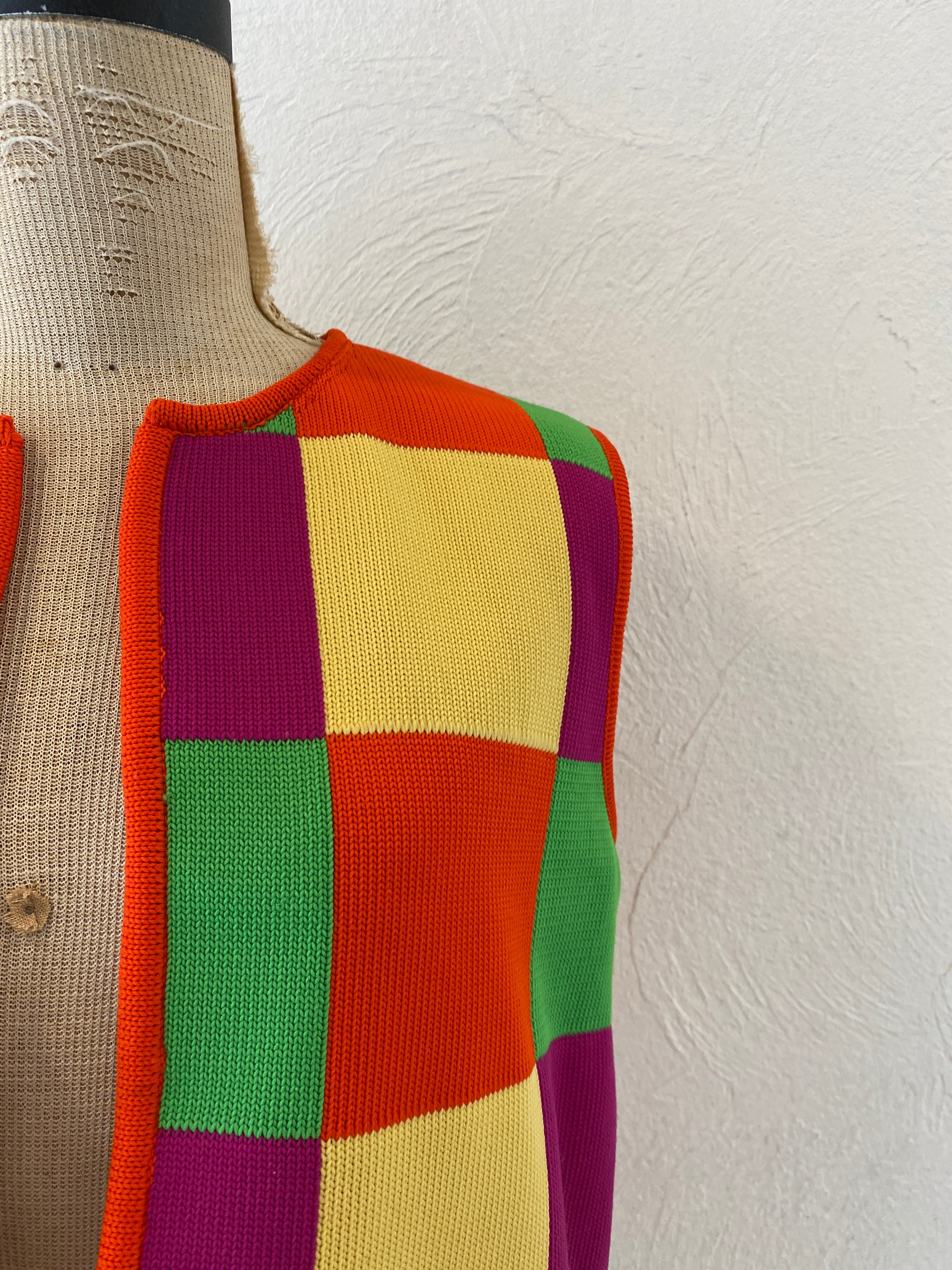checker knit vest