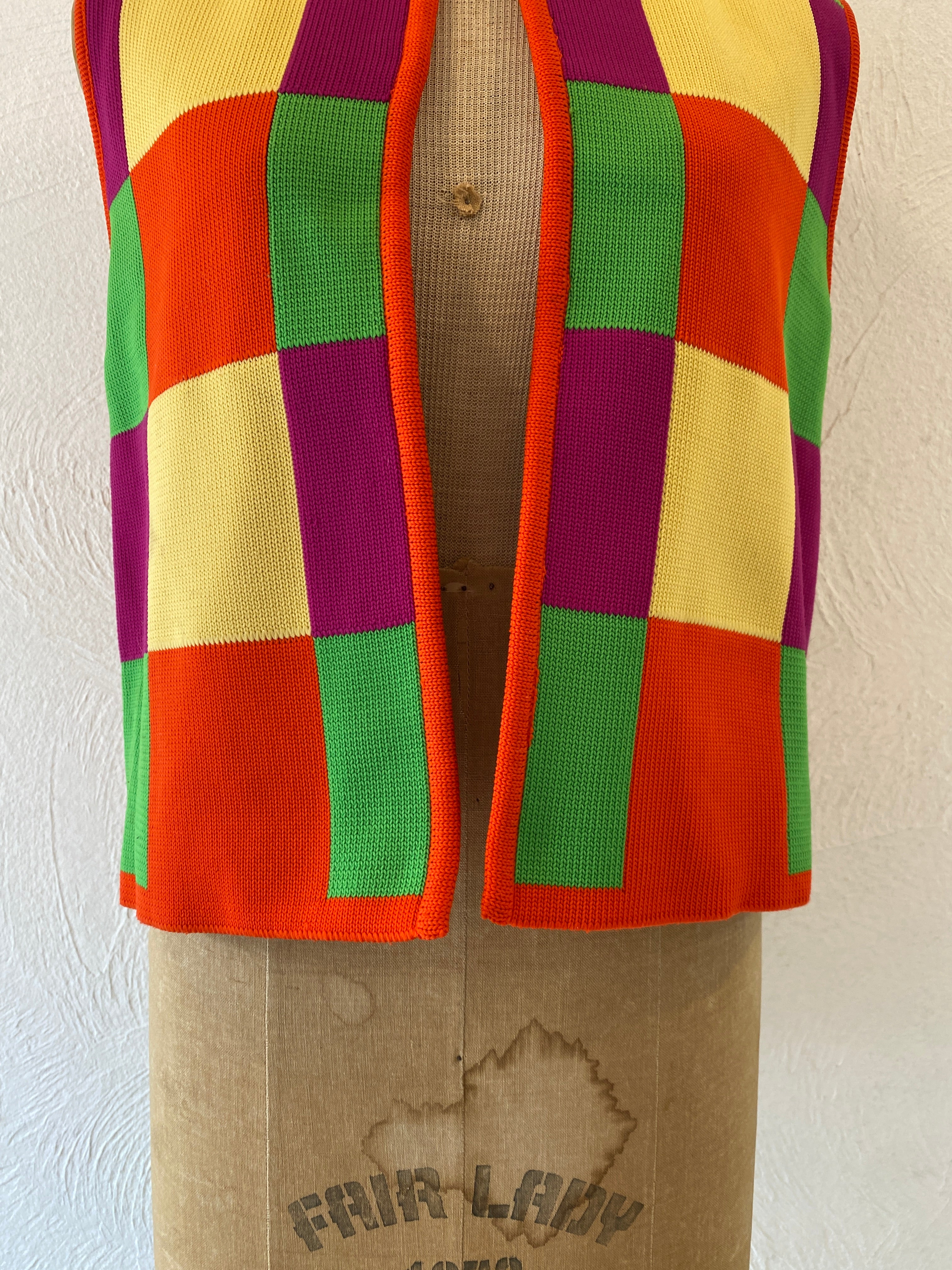 checker knit vest