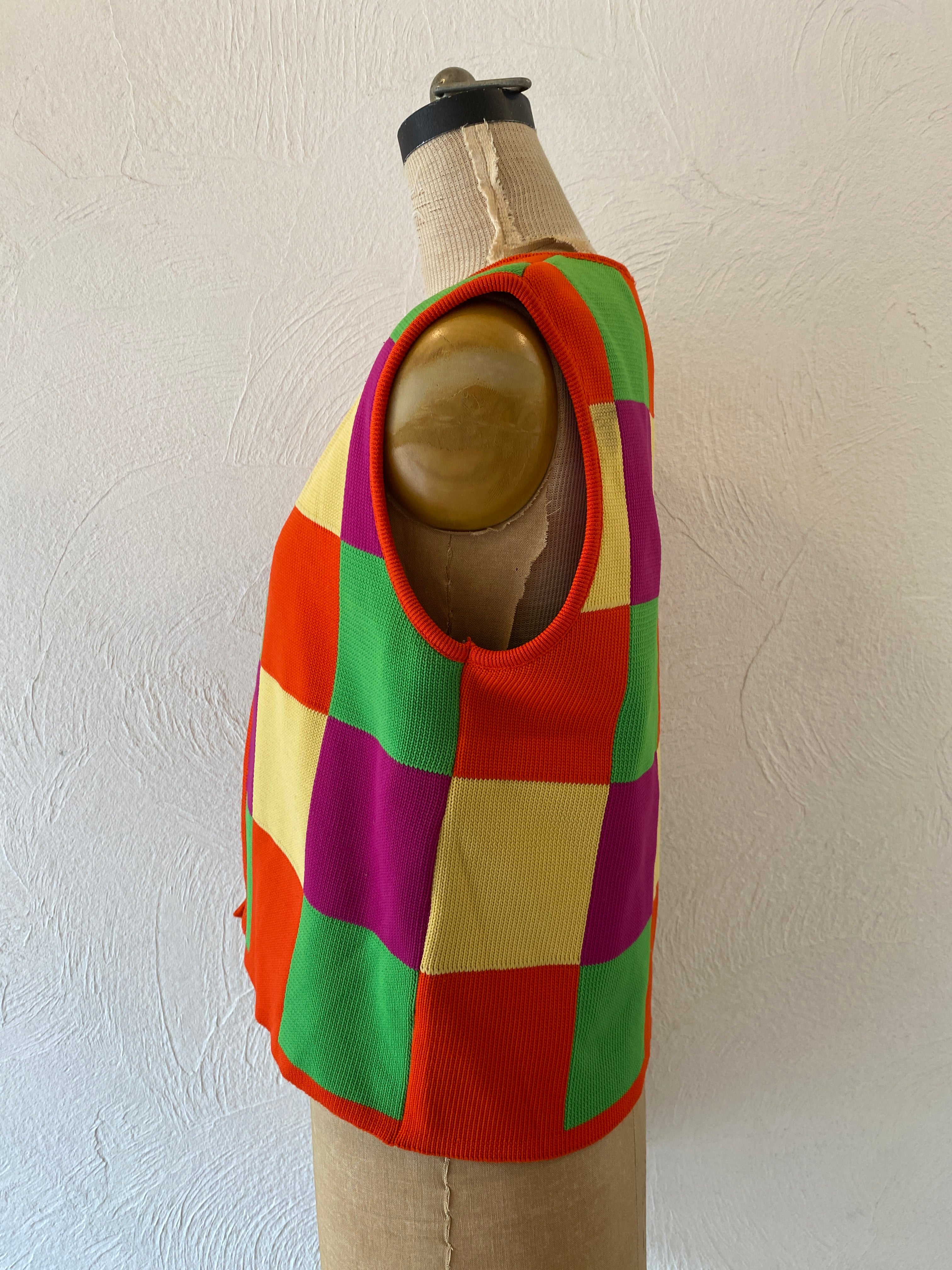 checker knit vest