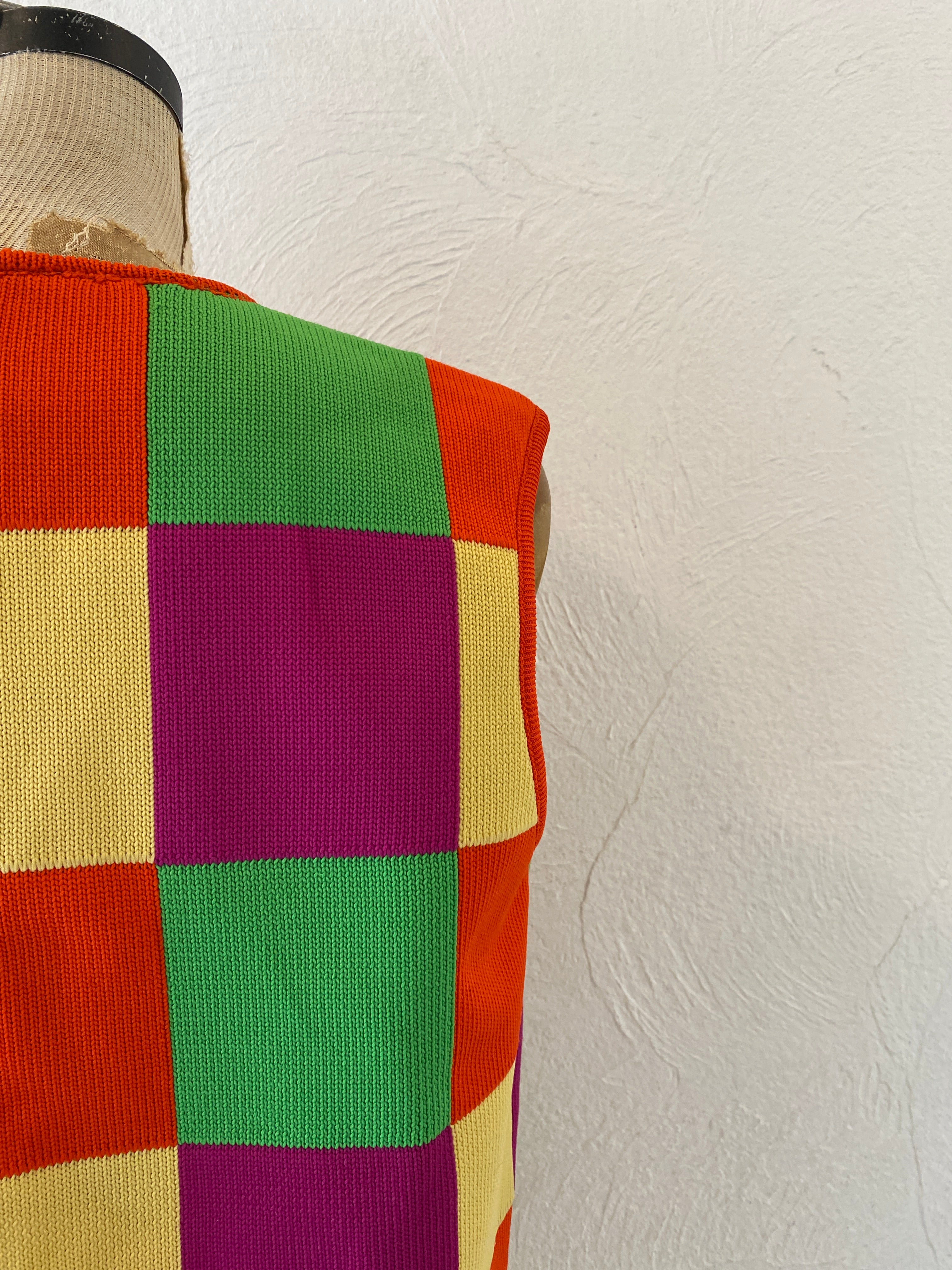 checker knit vest