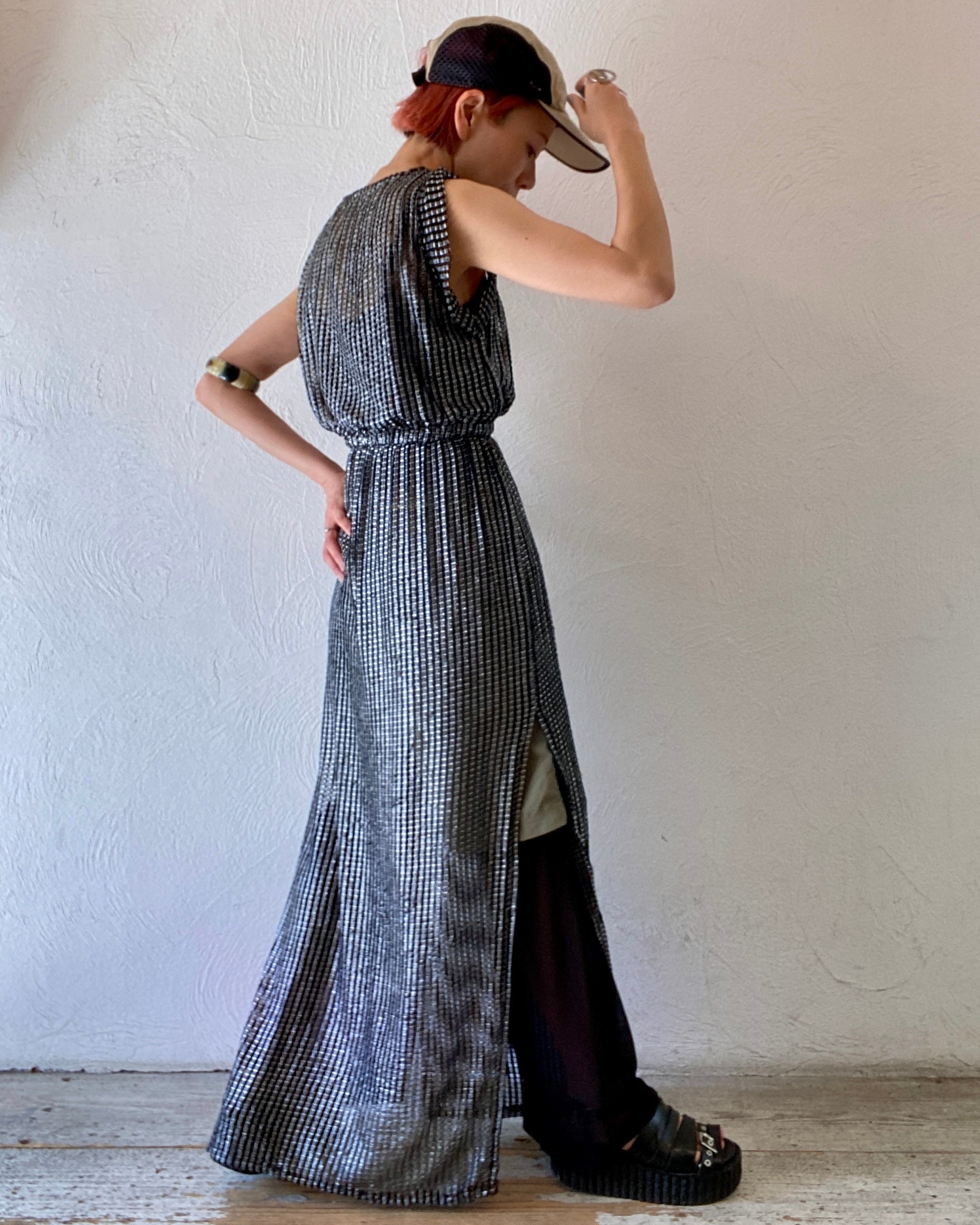 metallic mesh dress
