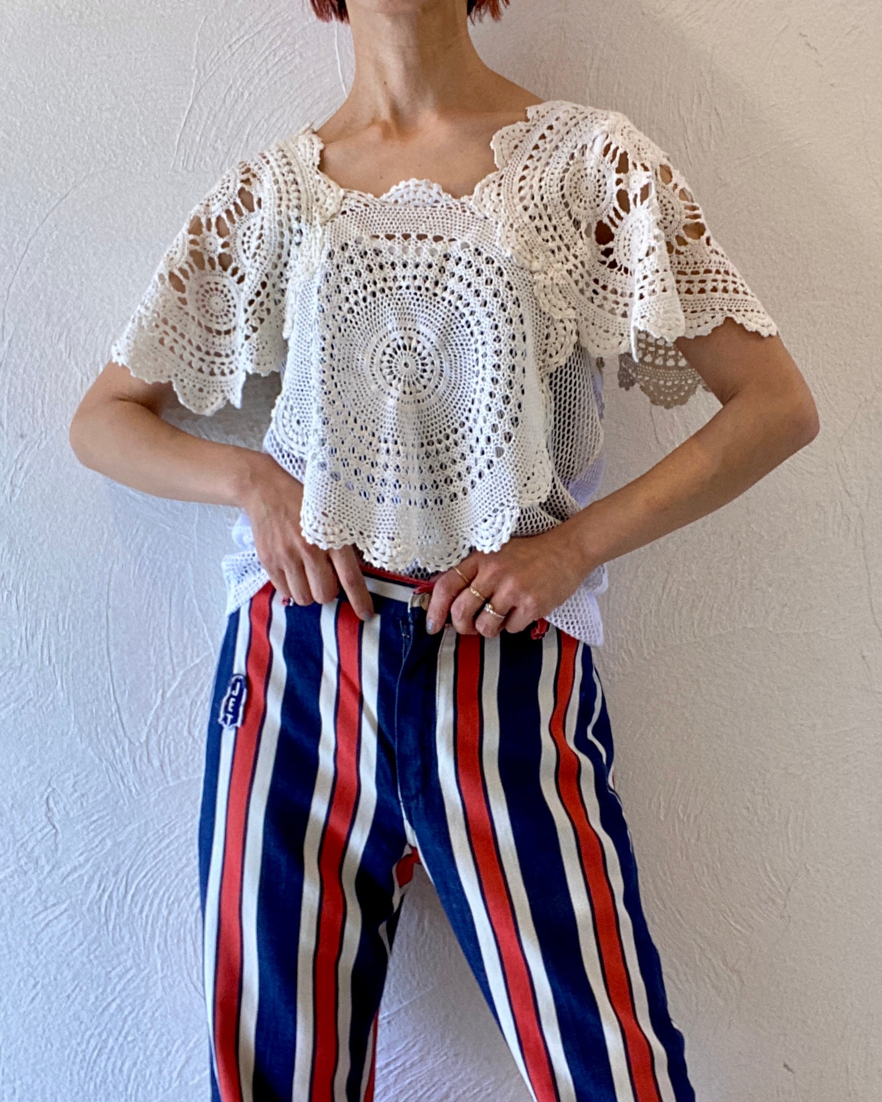 vintage cotton motif cape
