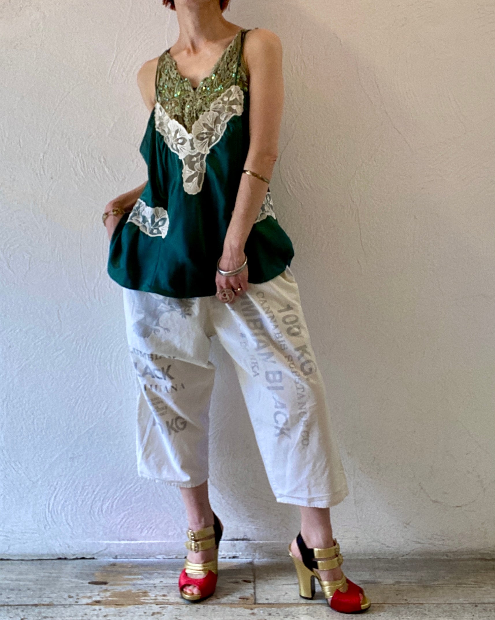 green lace camisole