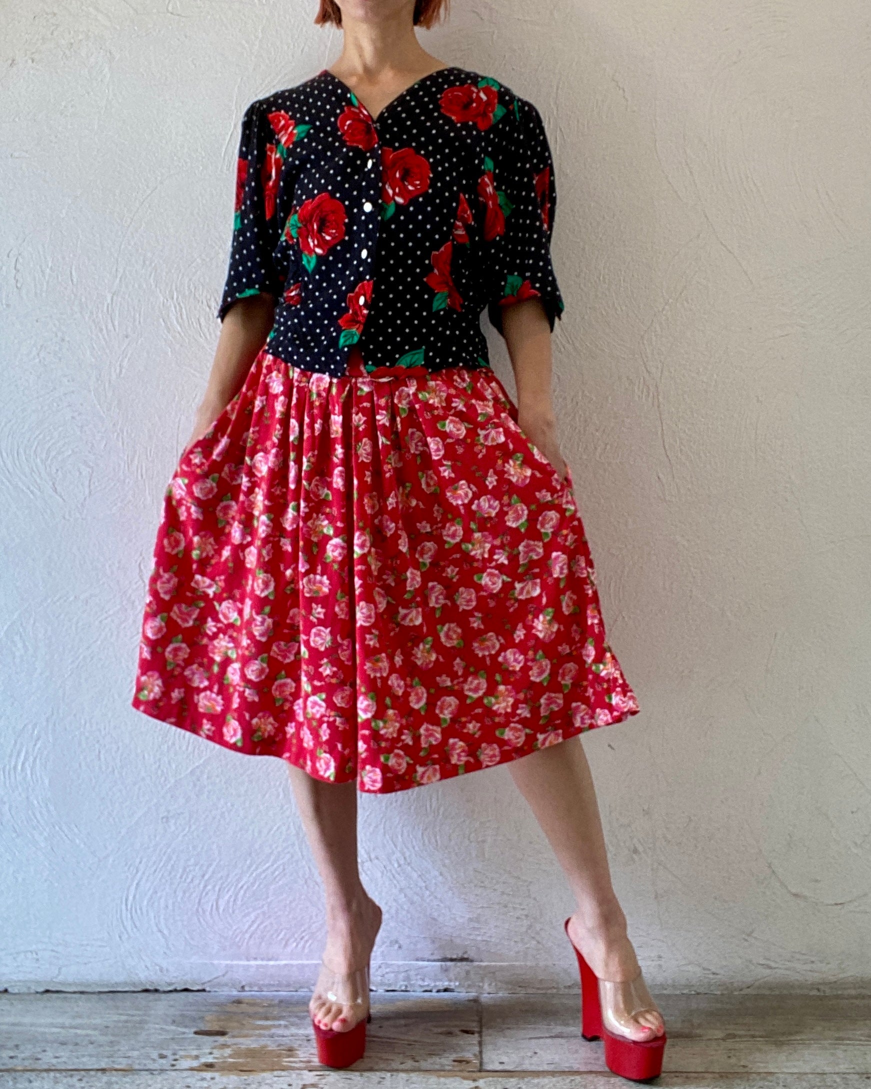 flower&dot blouse