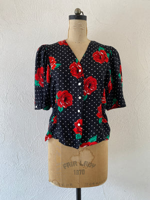 flower&dot blouse