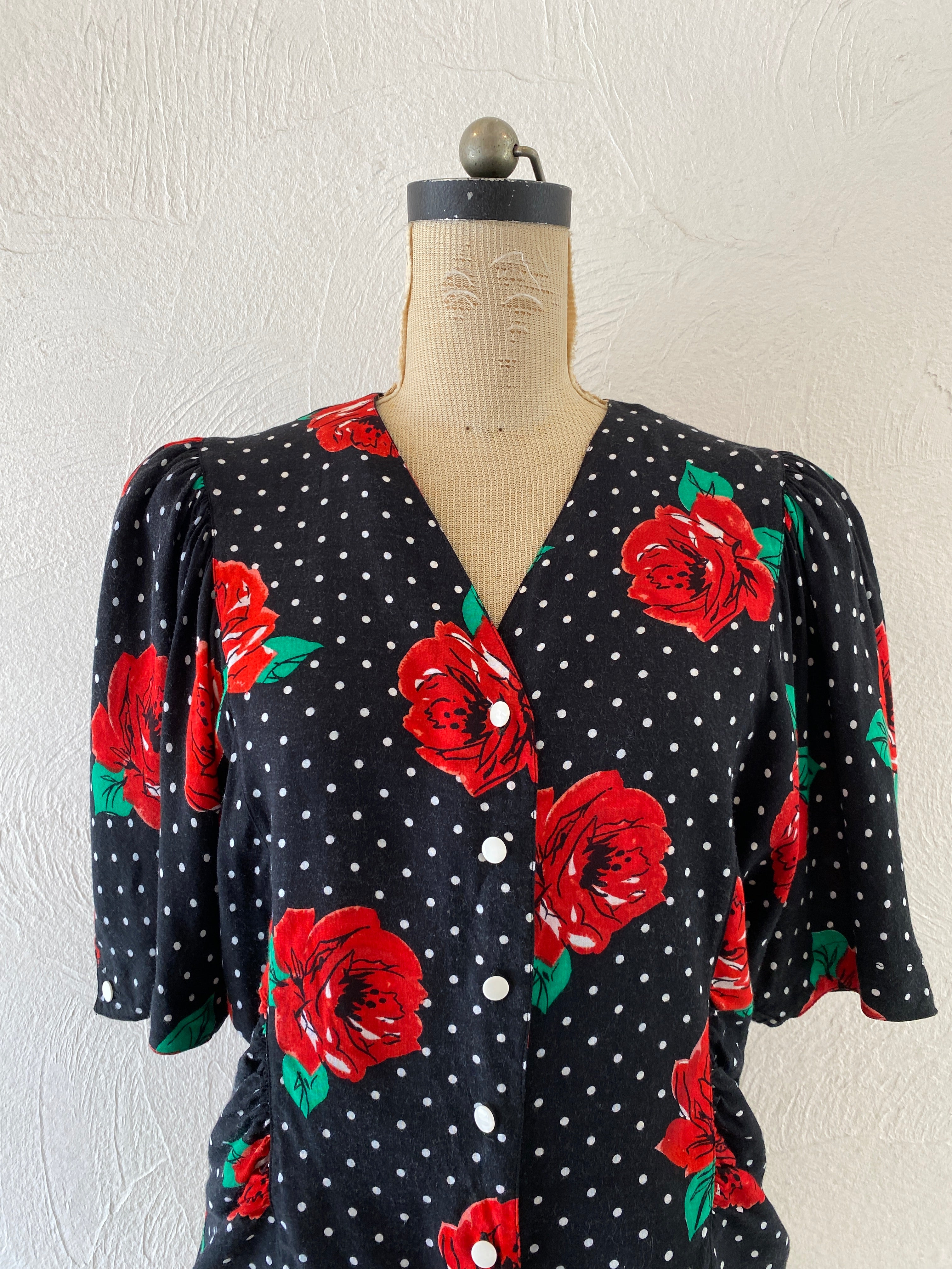 flower&dot blouse
