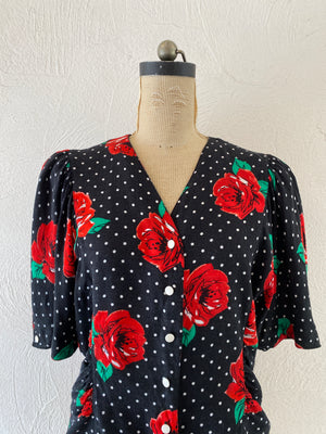 flower&dot blouse