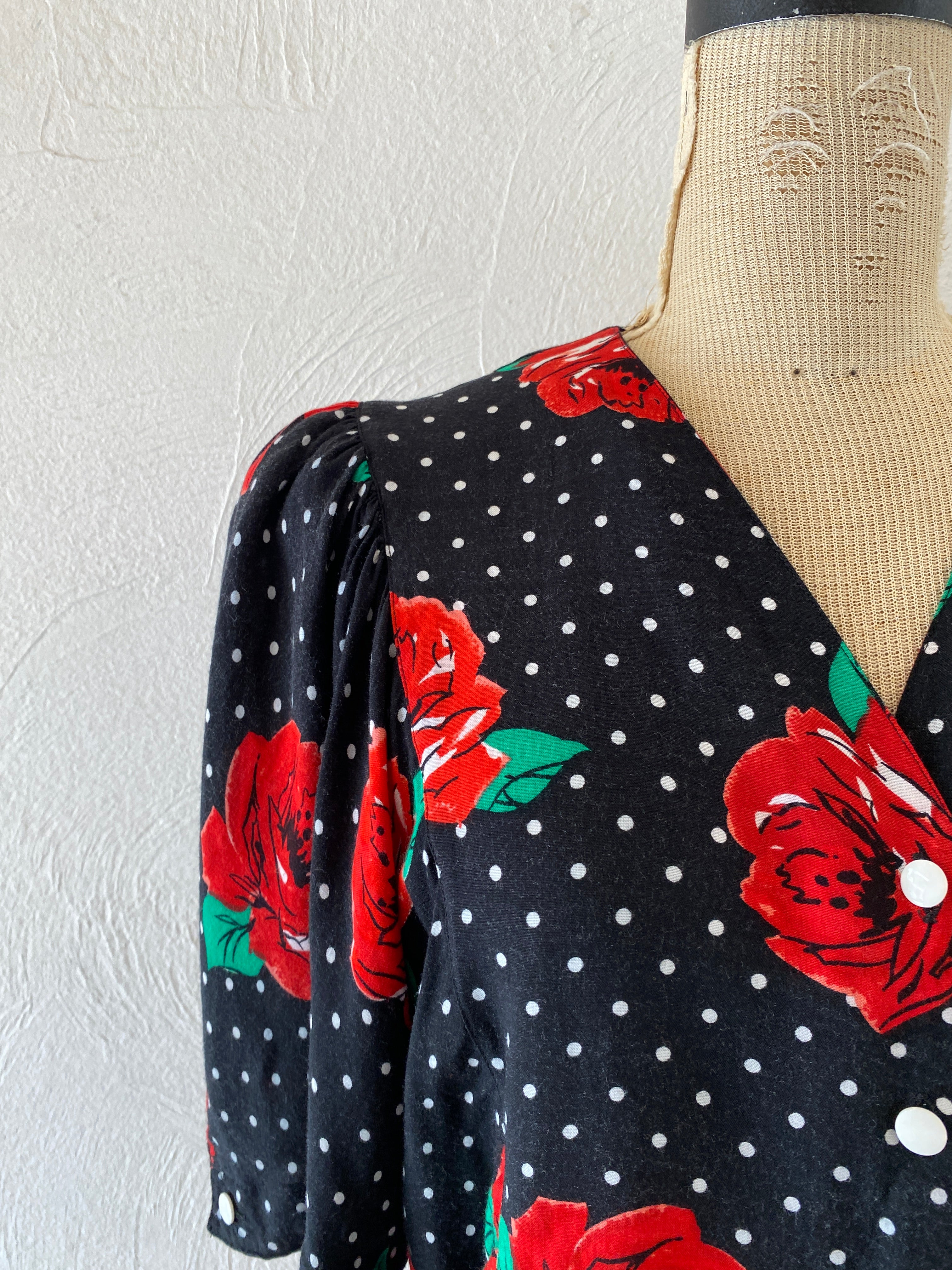 flower&dot blouse