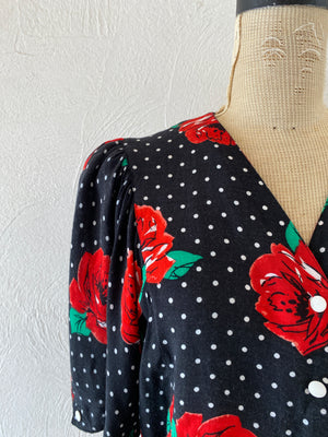 flower&dot blouse