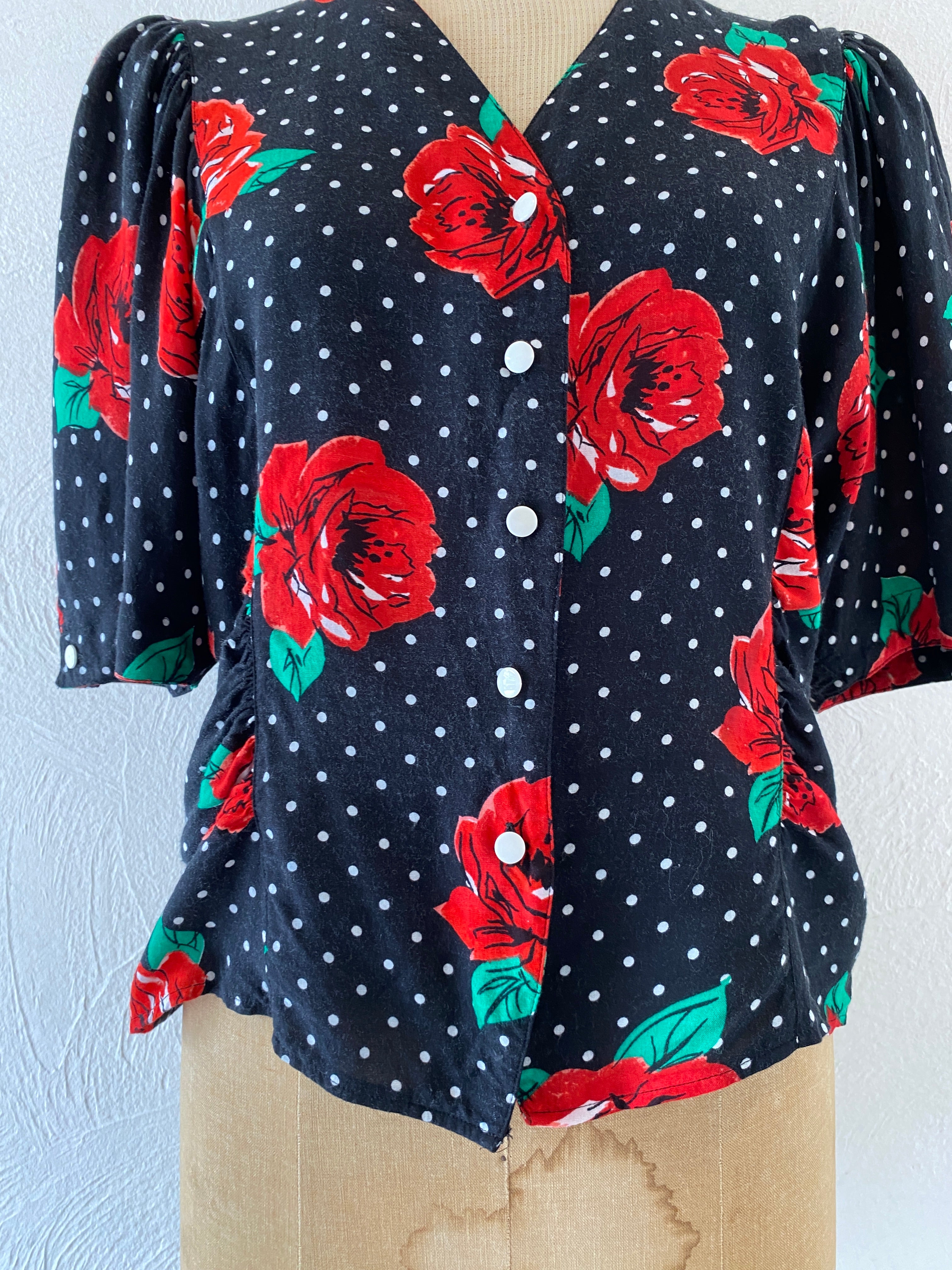 flower&dot blouse
