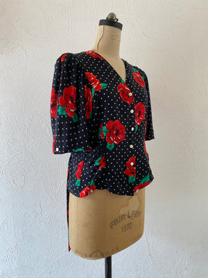 flower&dot blouse