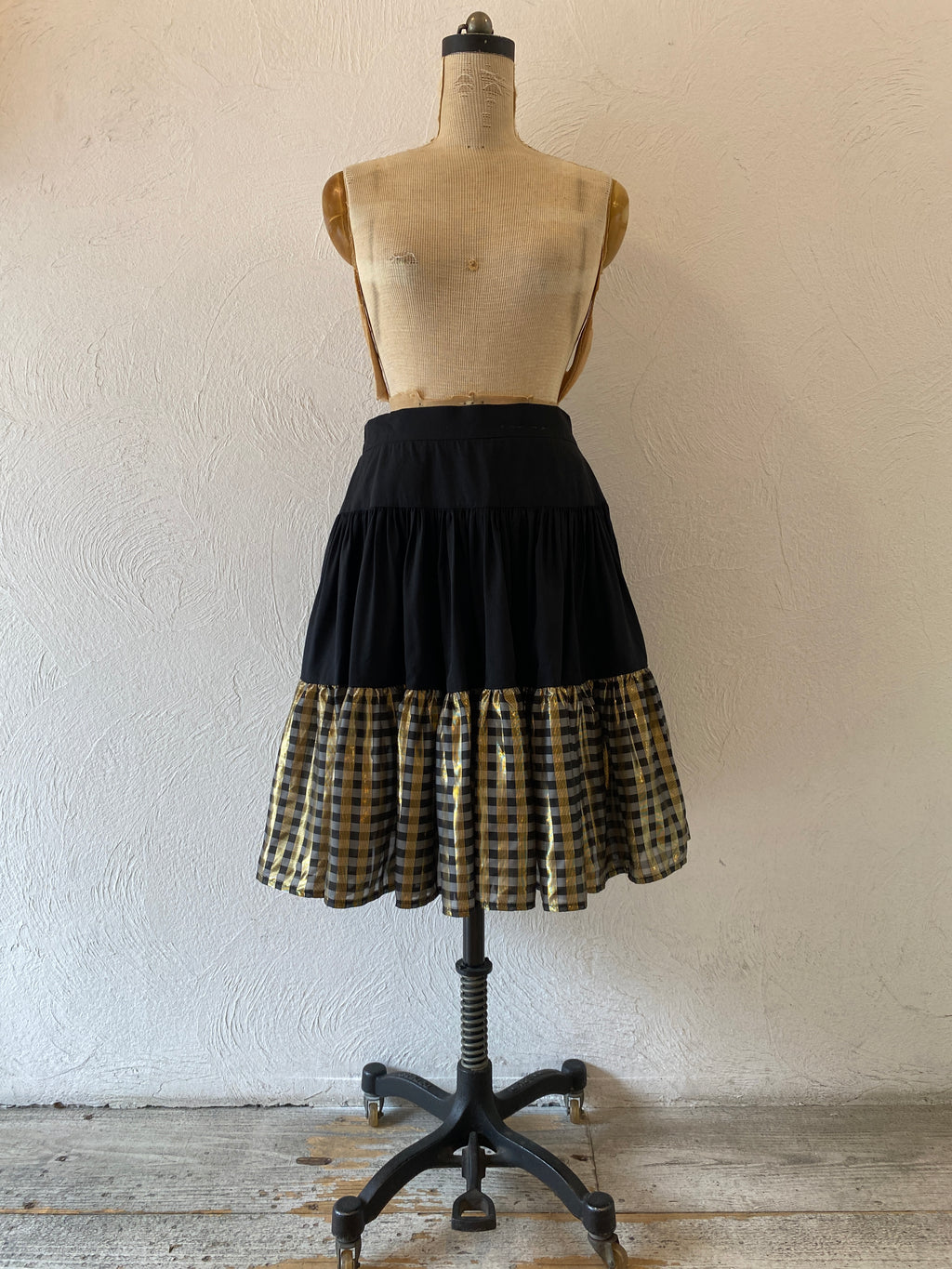 gold gingham skirt