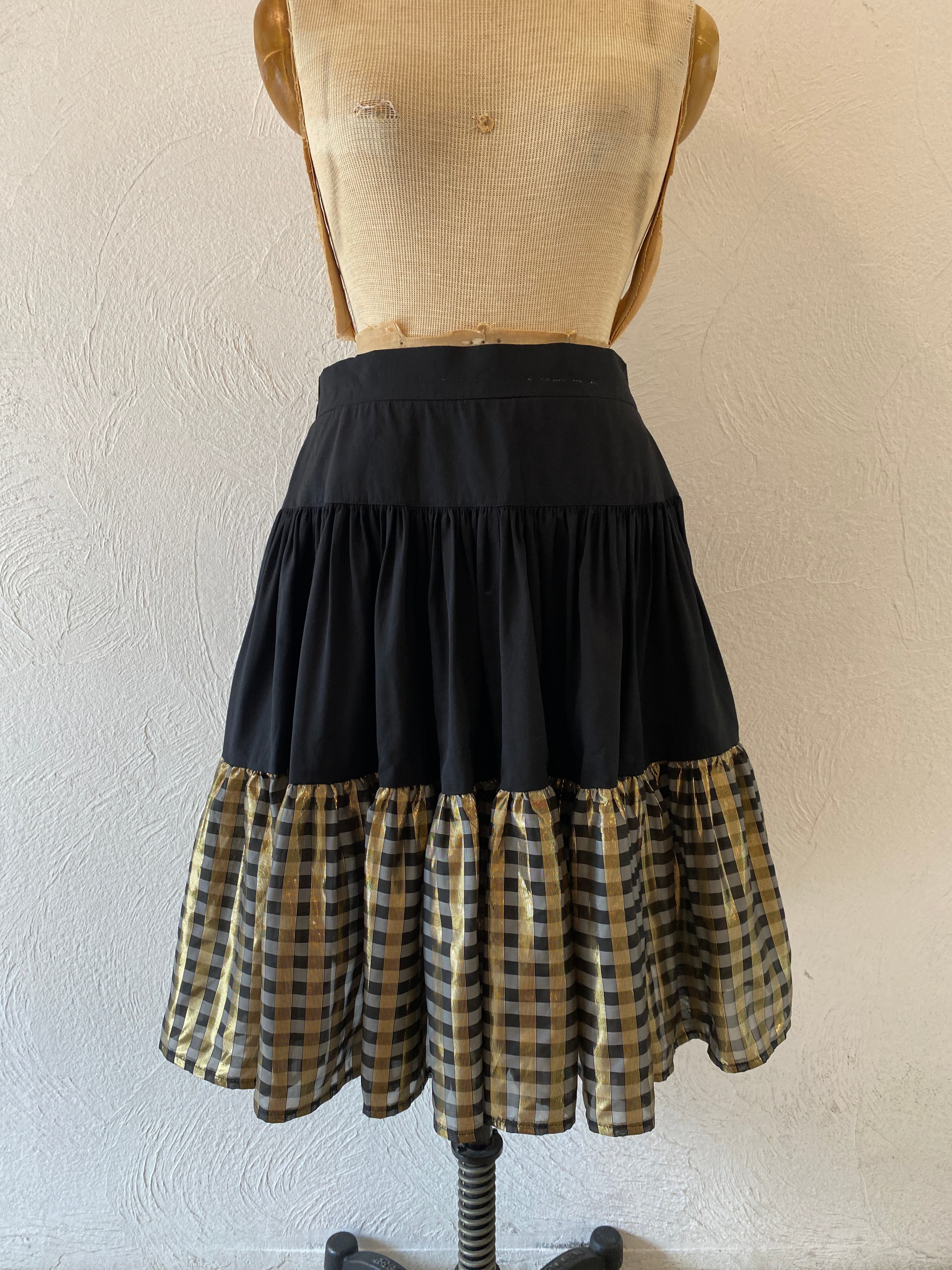gold gingham skirt