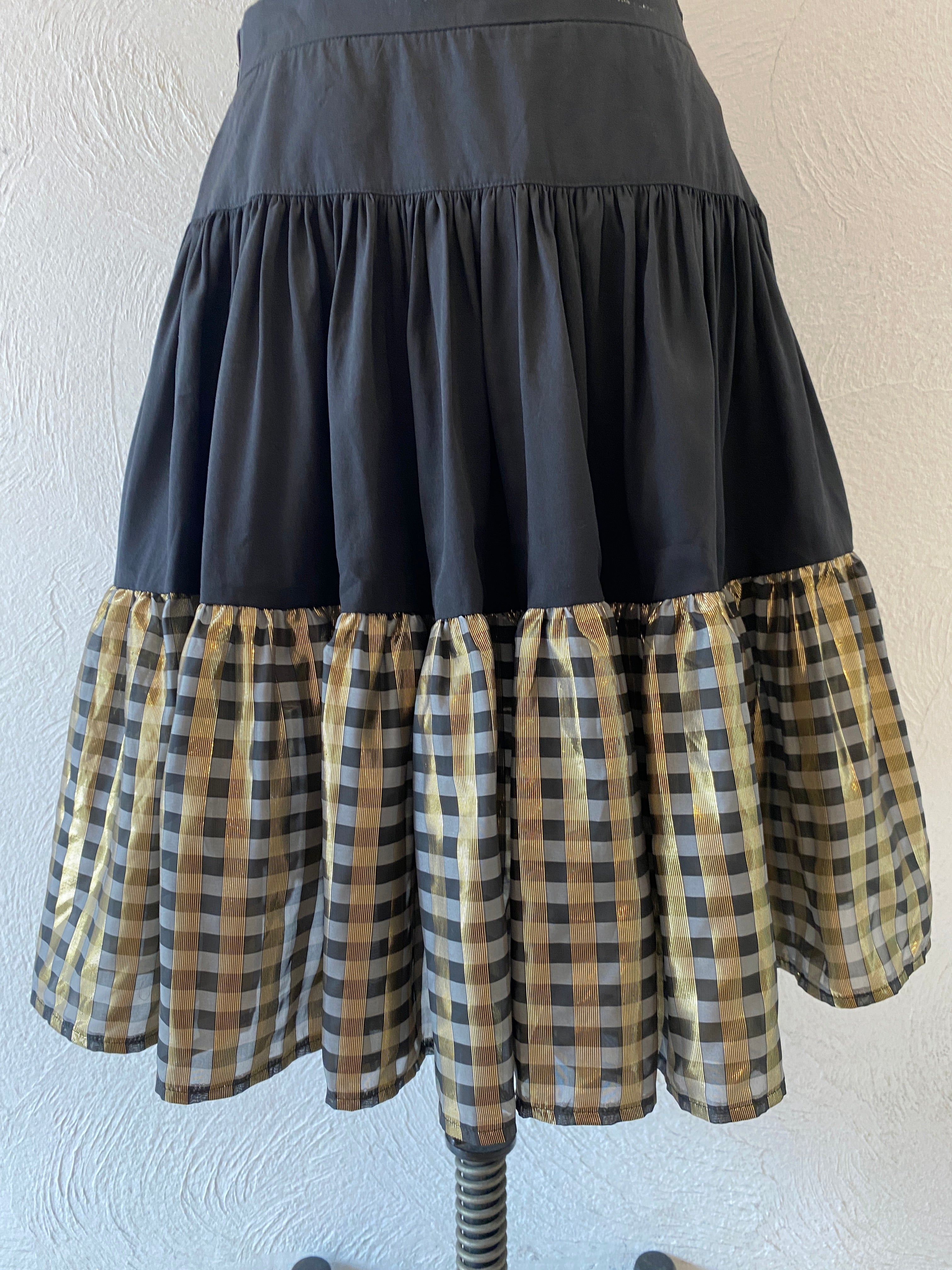 gold gingham skirt