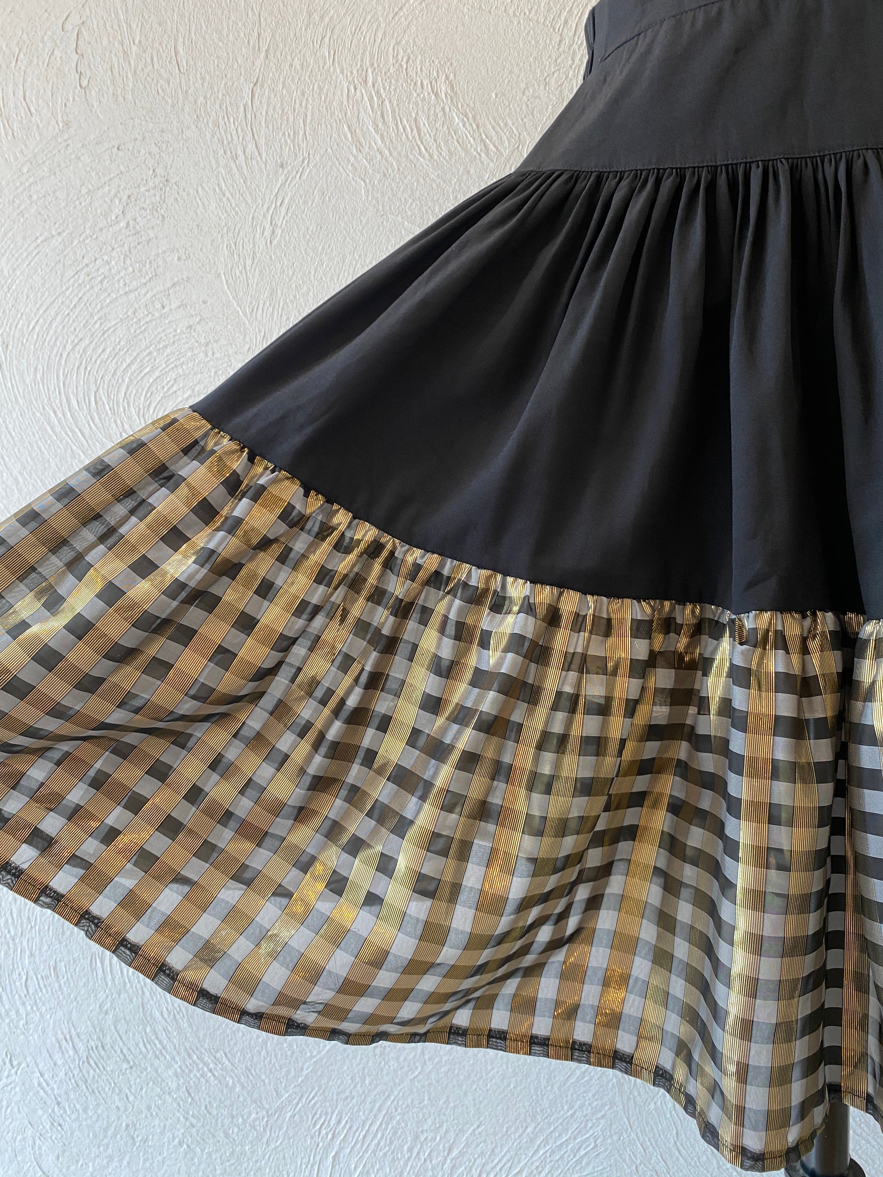 gold gingham skirt