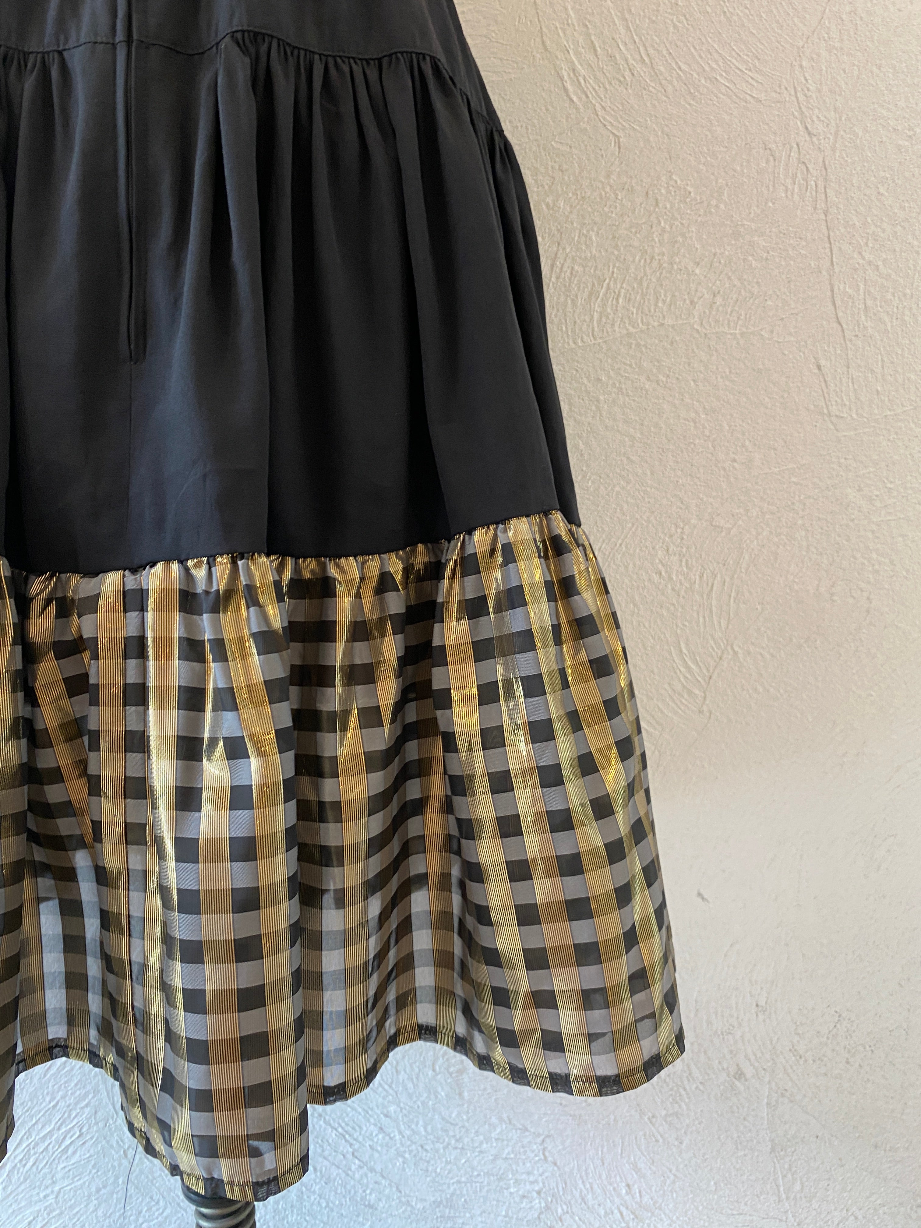 gold gingham skirt