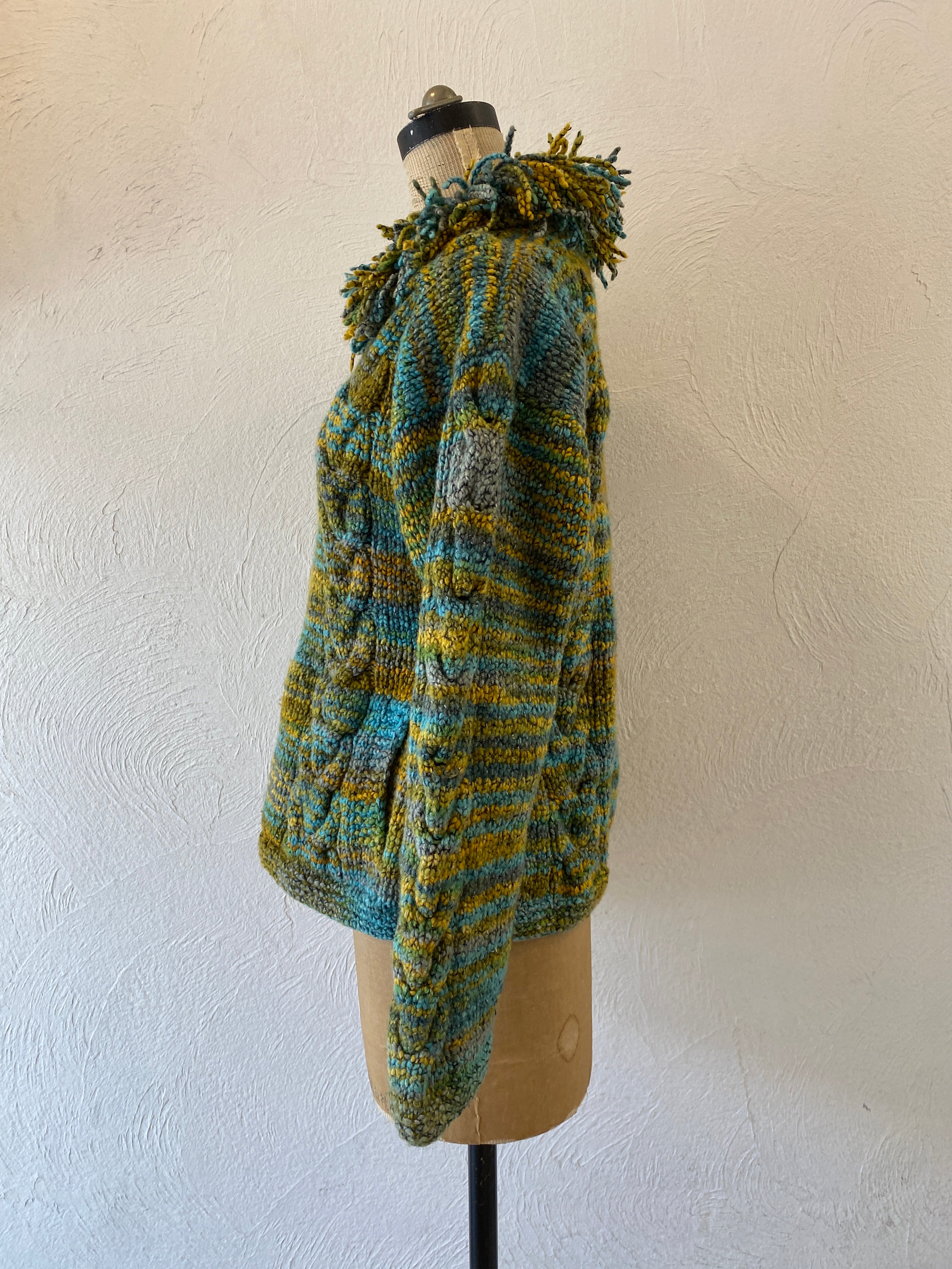 fringe collar knit blouson