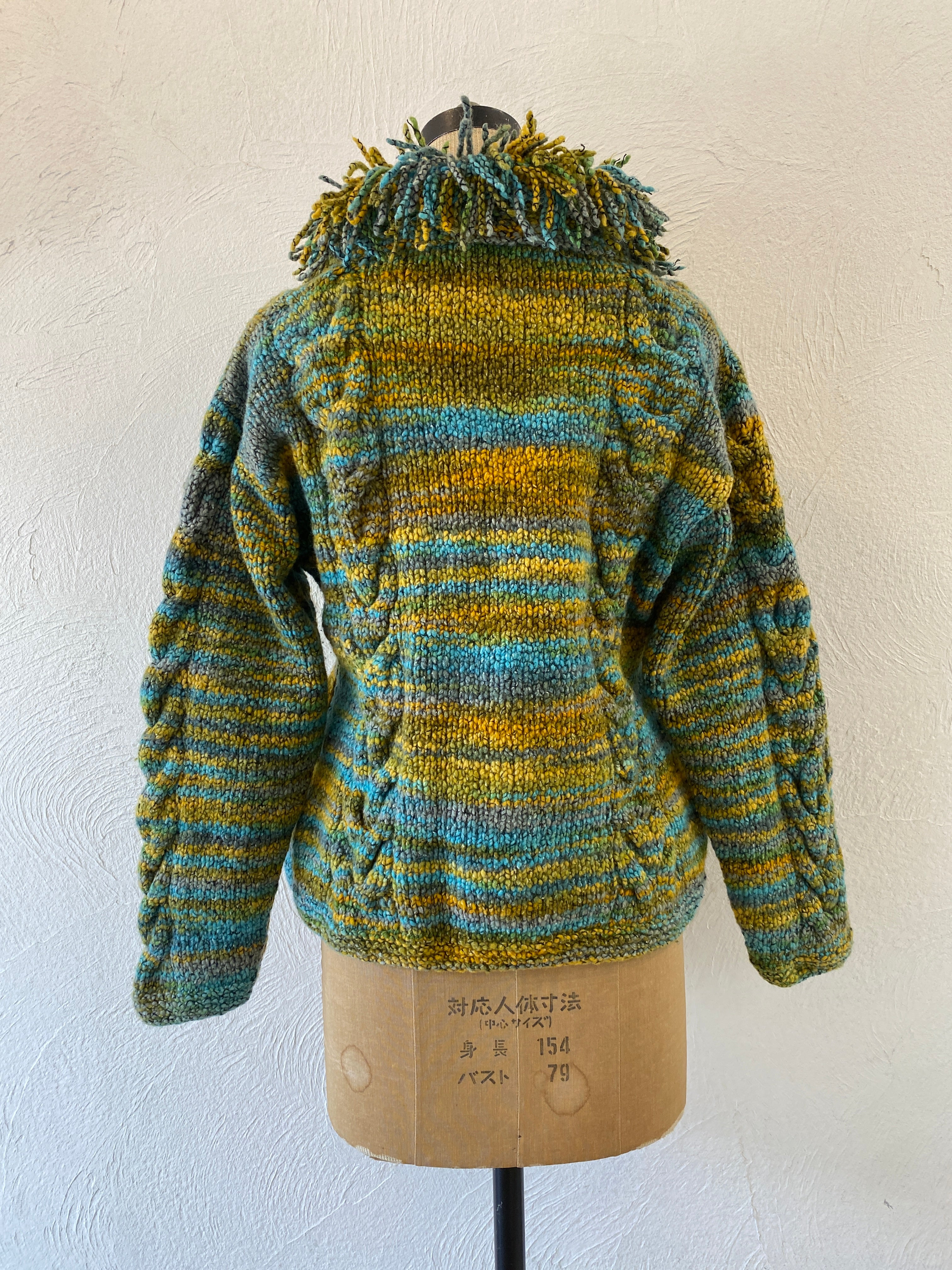 fringe collar knit blouson