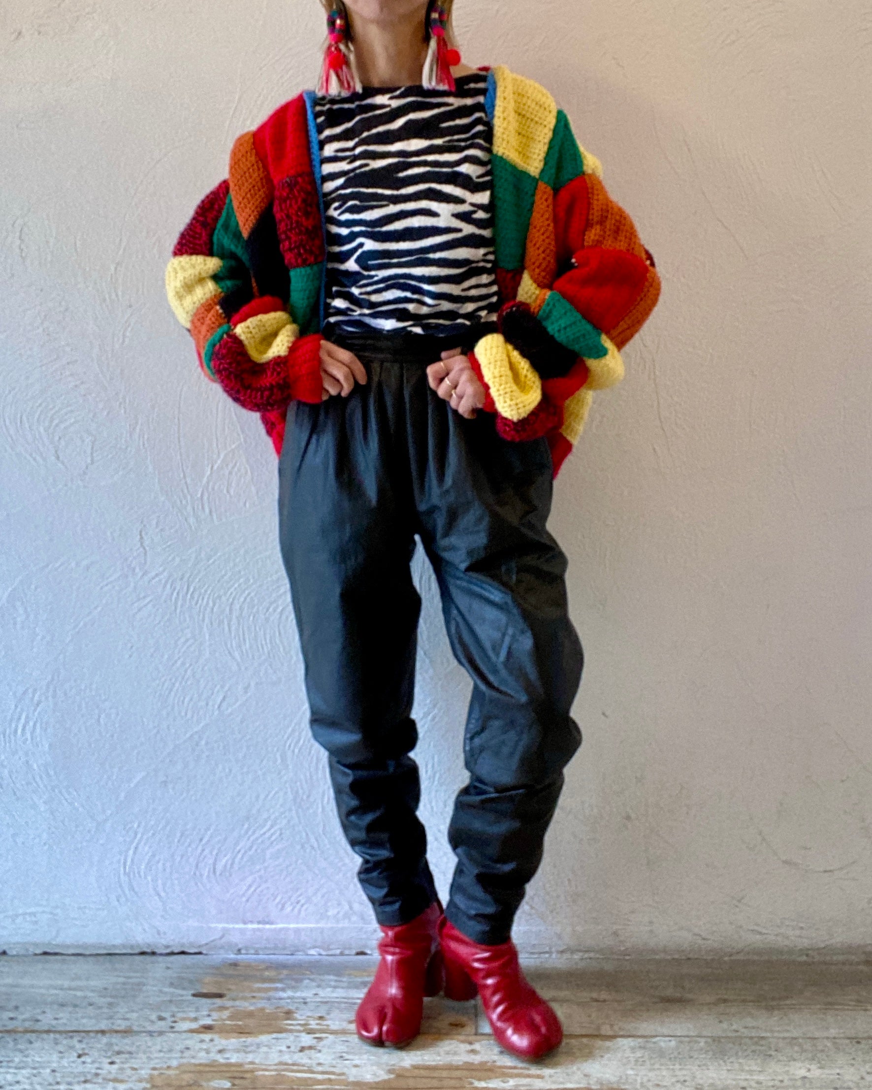 patchwork hand knit cardigan