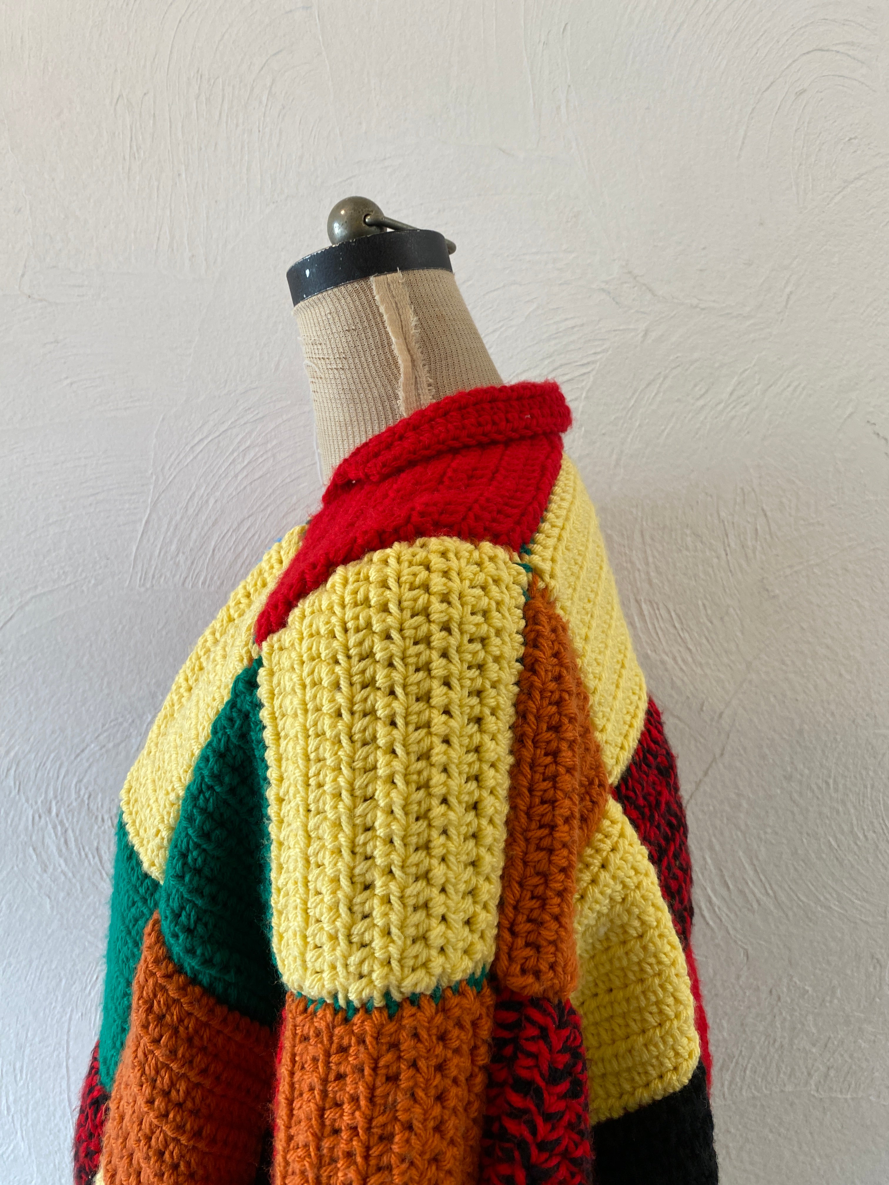 patchwork hand knit cardigan