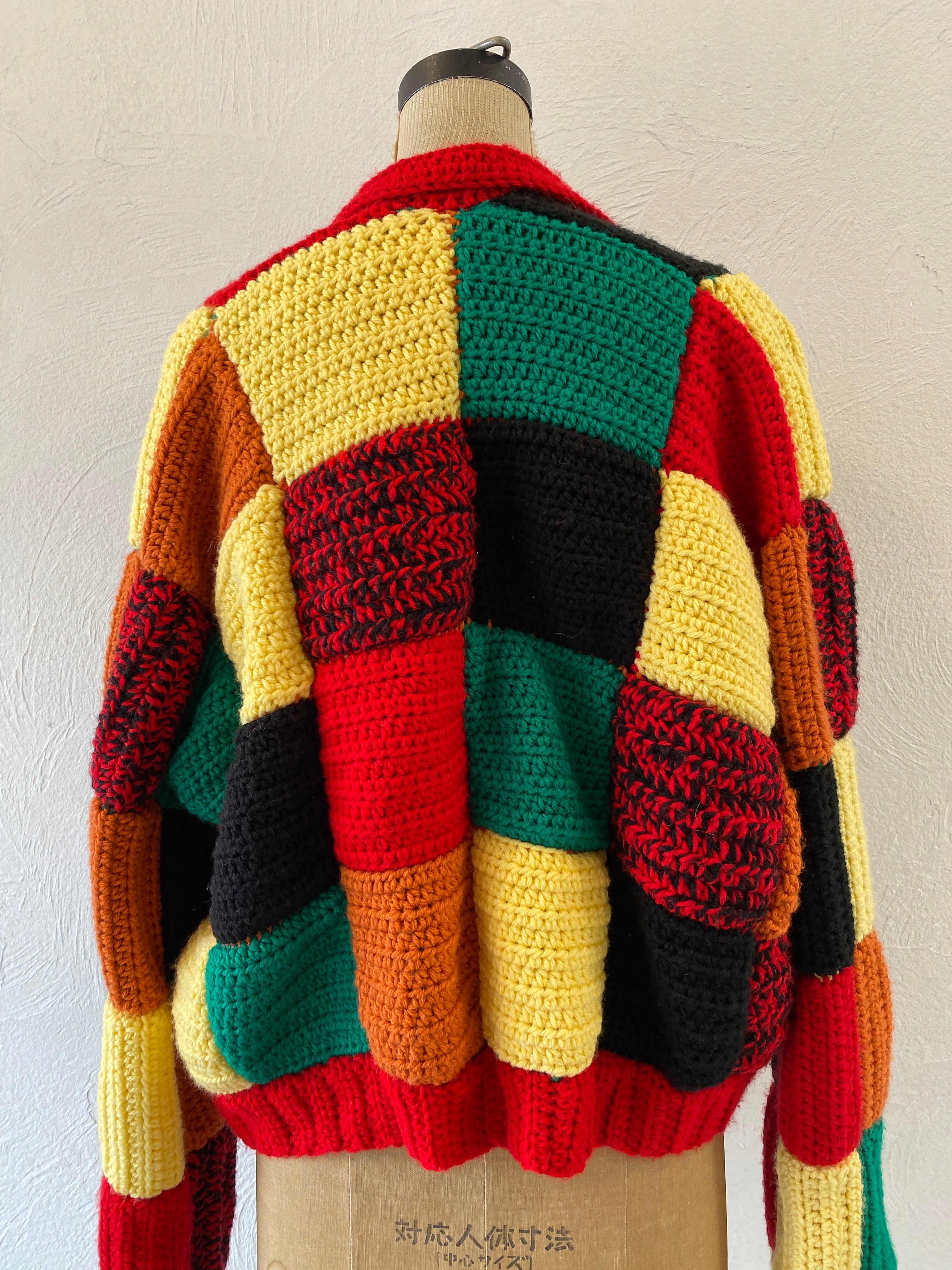 patchwork hand knit cardigan