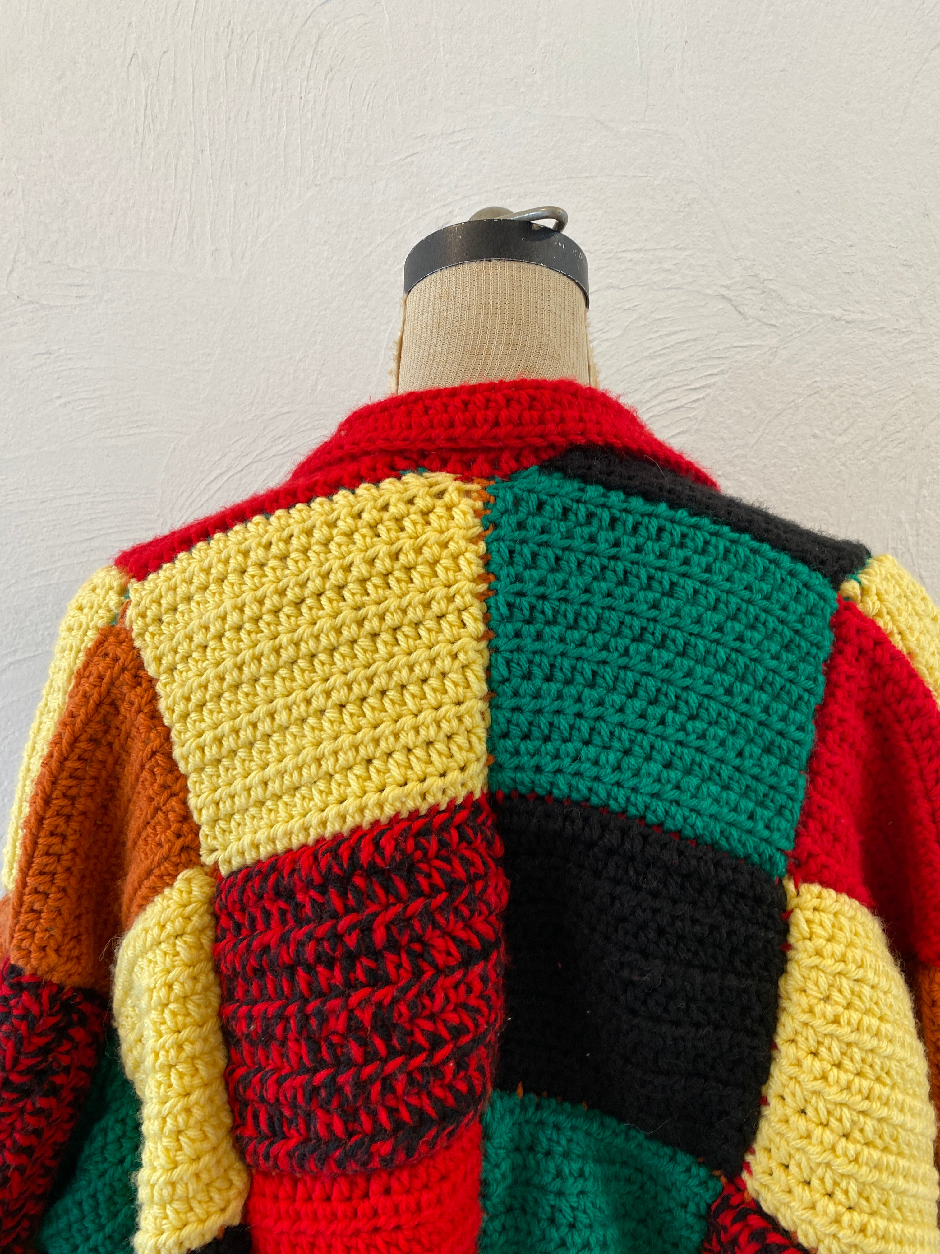 patchwork hand knit cardigan