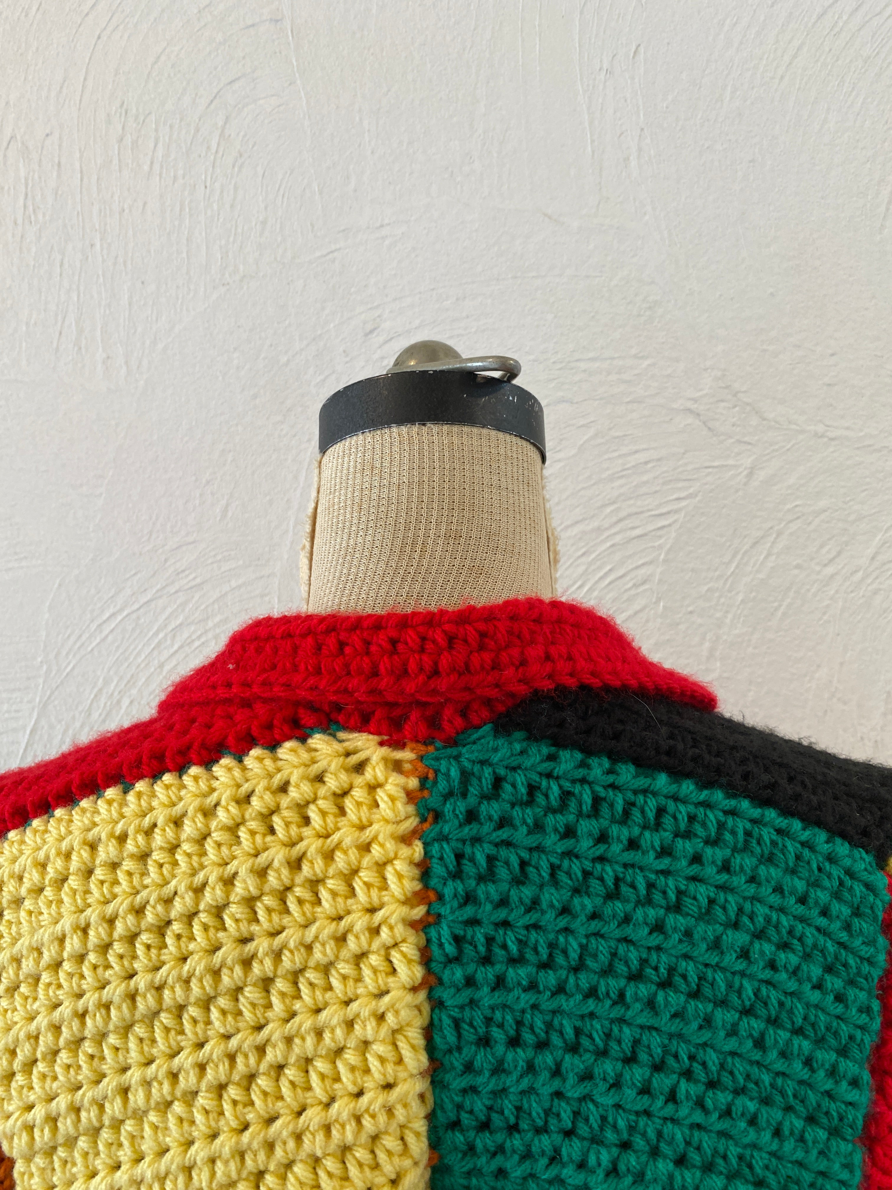 patchwork hand knit cardigan
