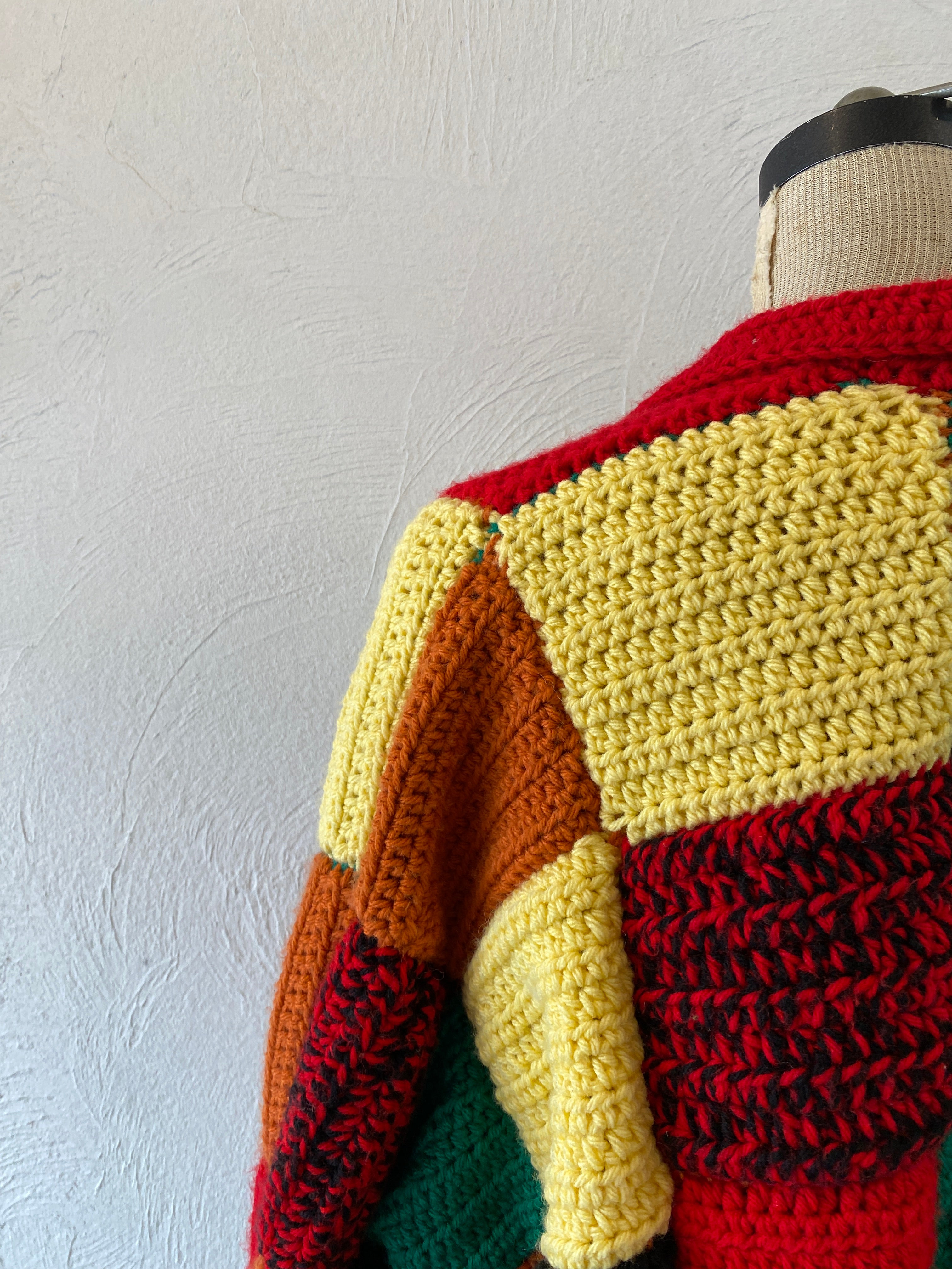 patchwork hand knit cardigan
