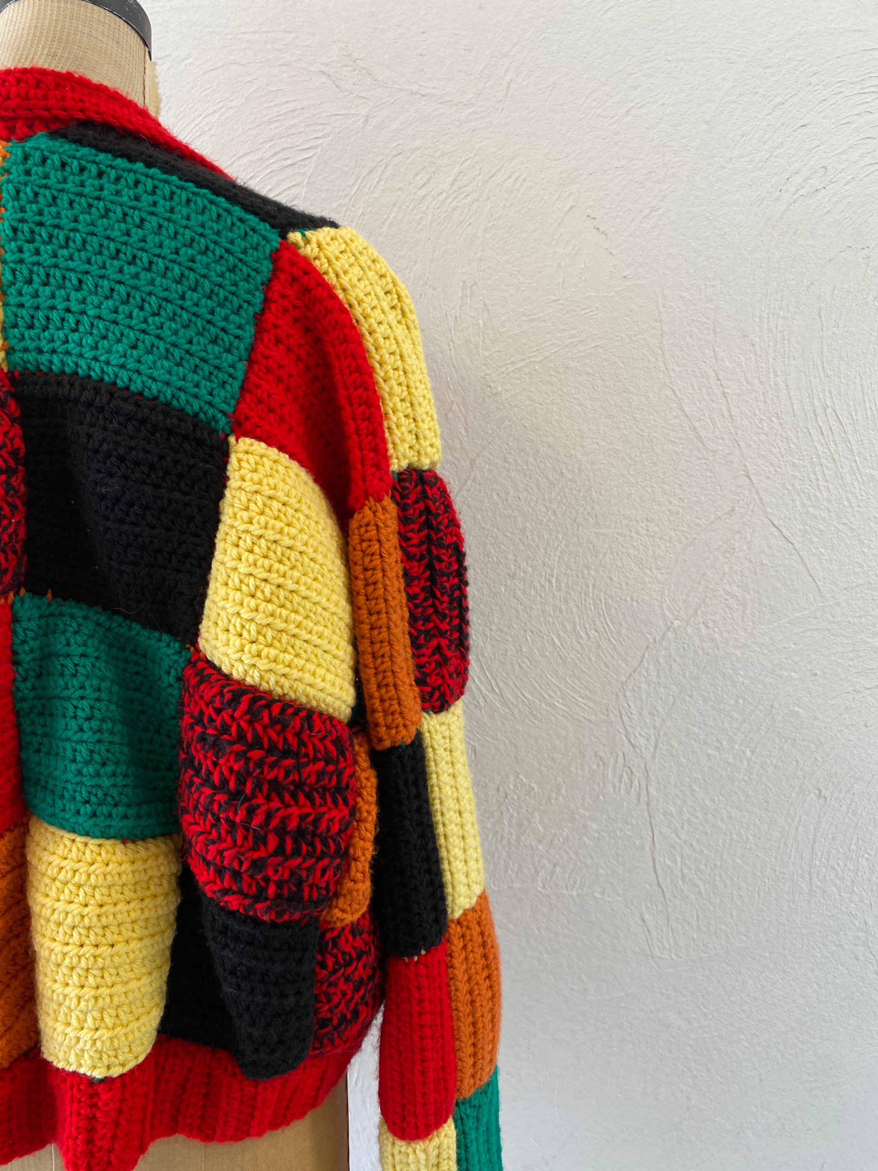 patchwork hand knit cardigan