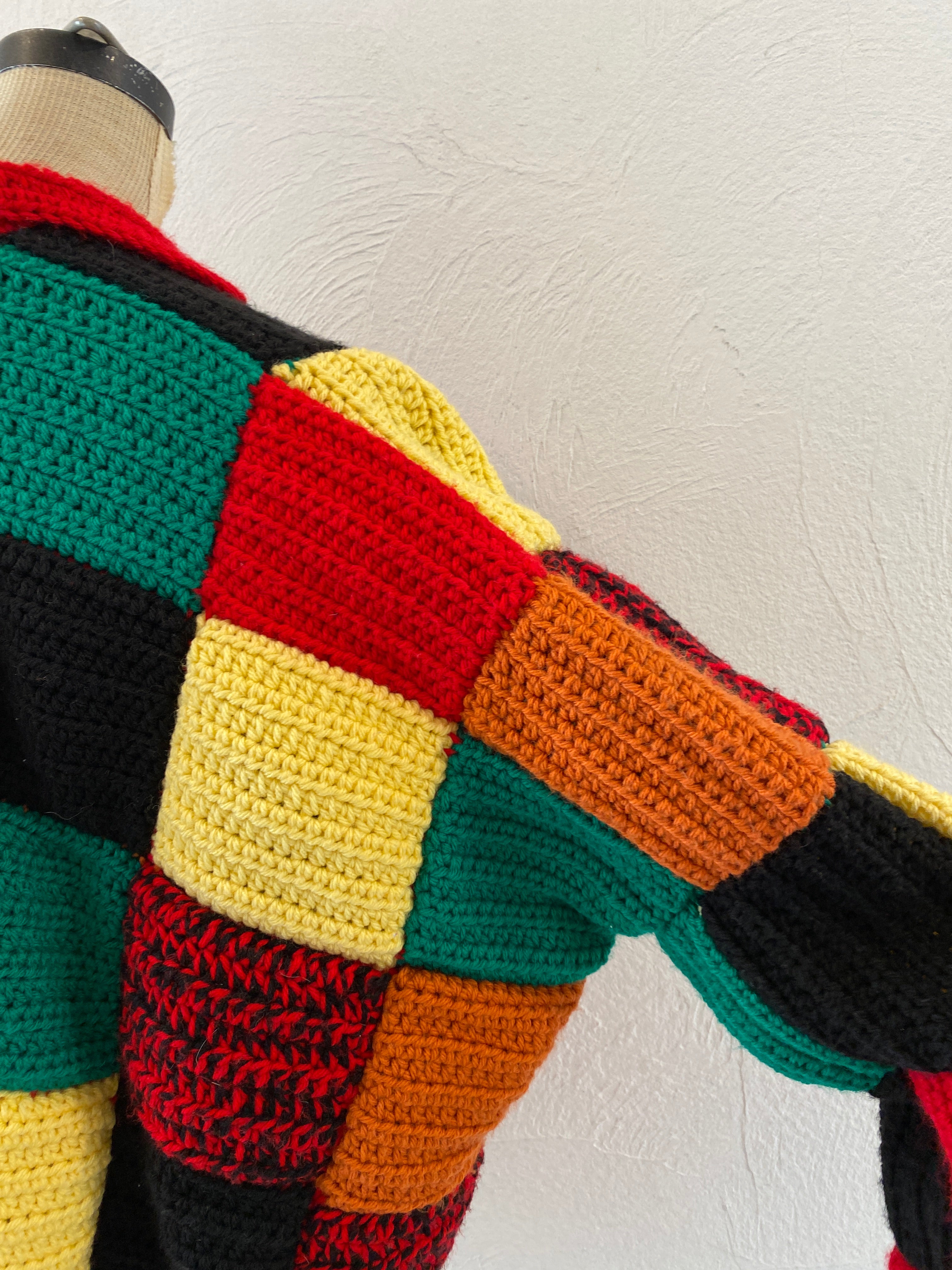 patchwork hand knit cardigan