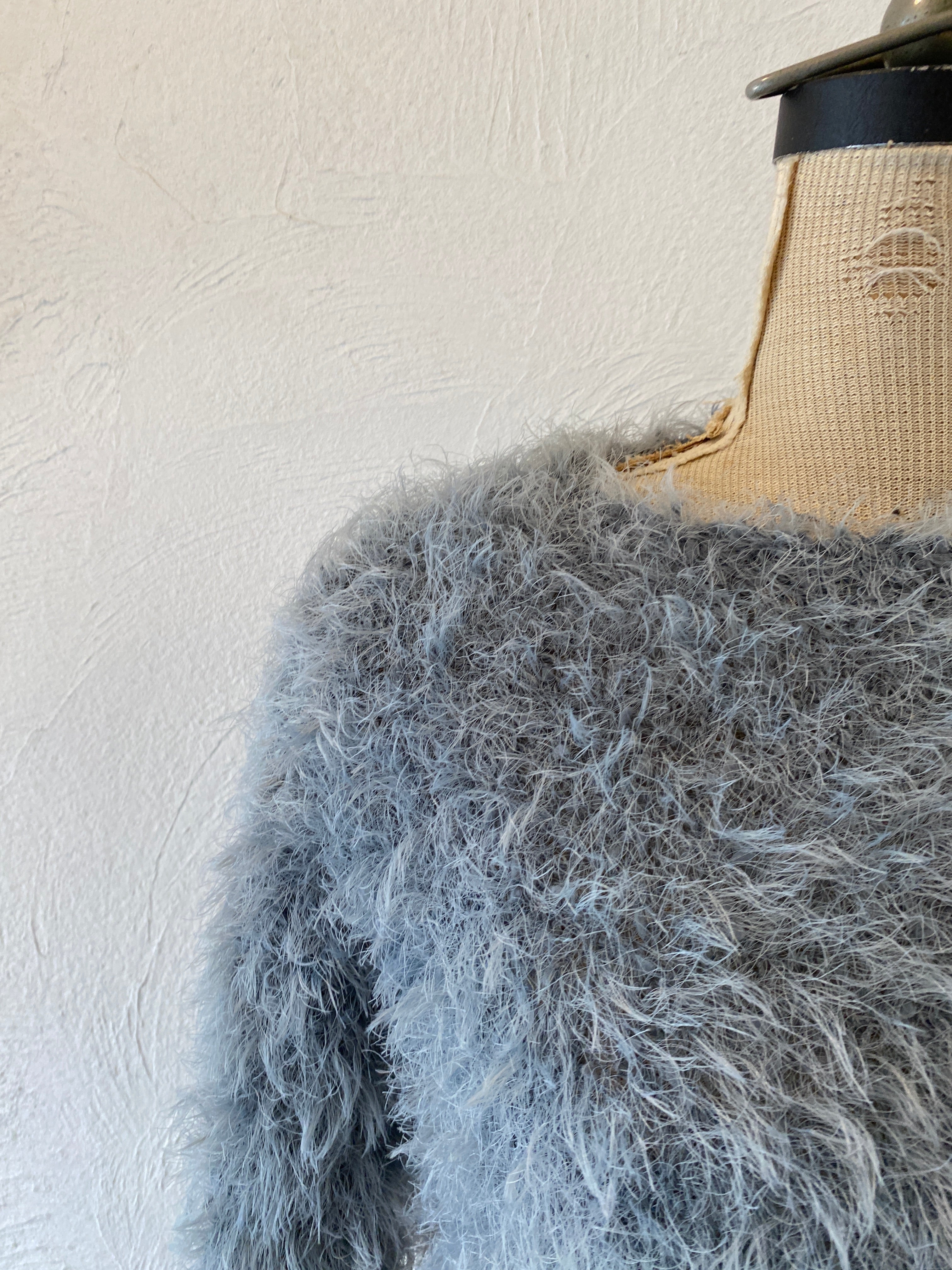 gray shaggy knit