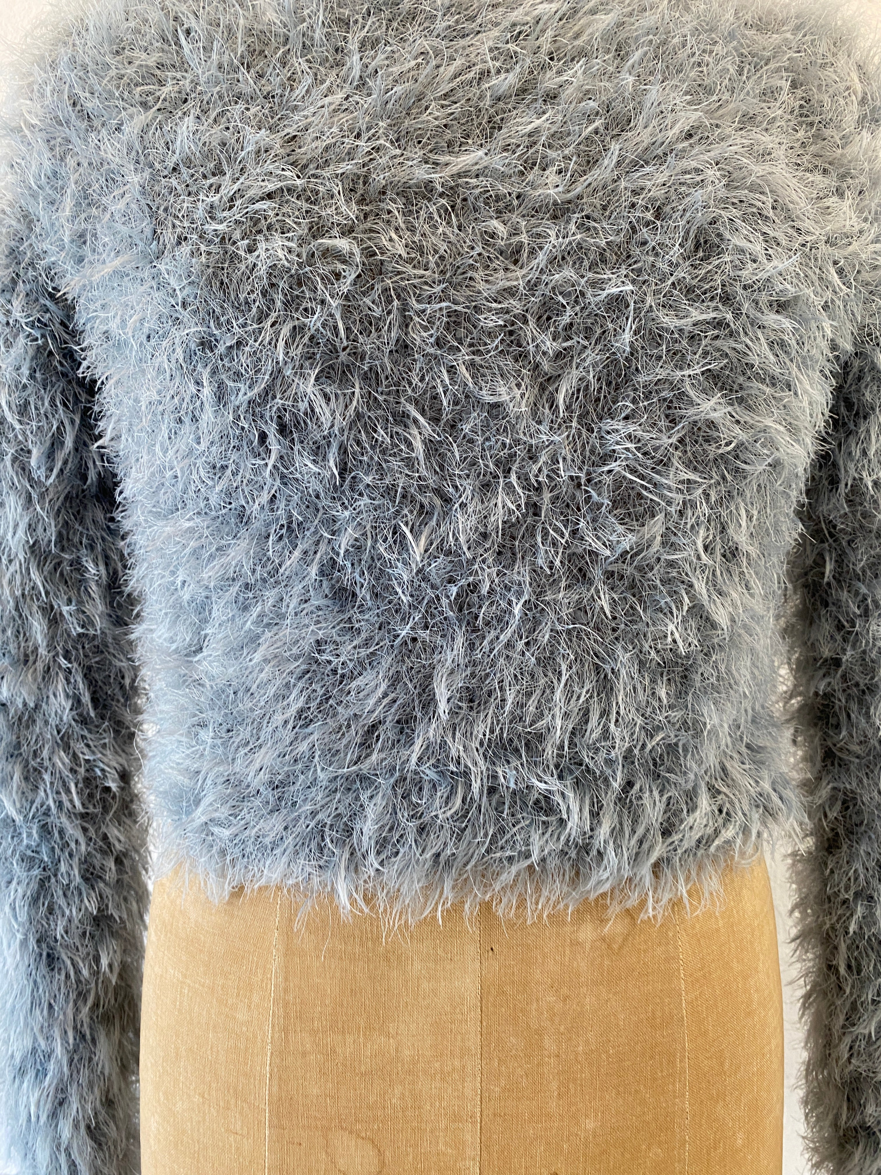 gray shaggy knit