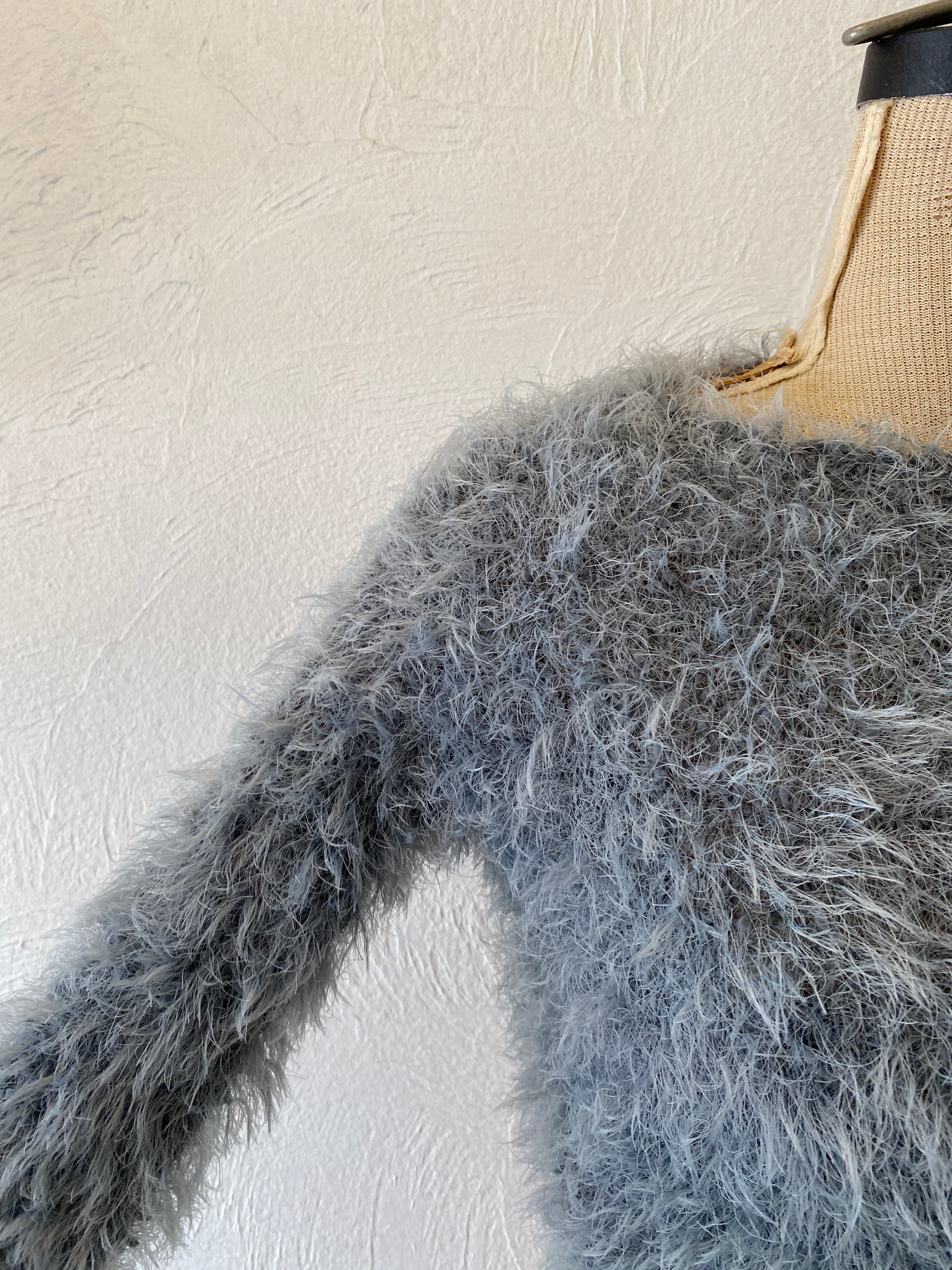 gray shaggy knit