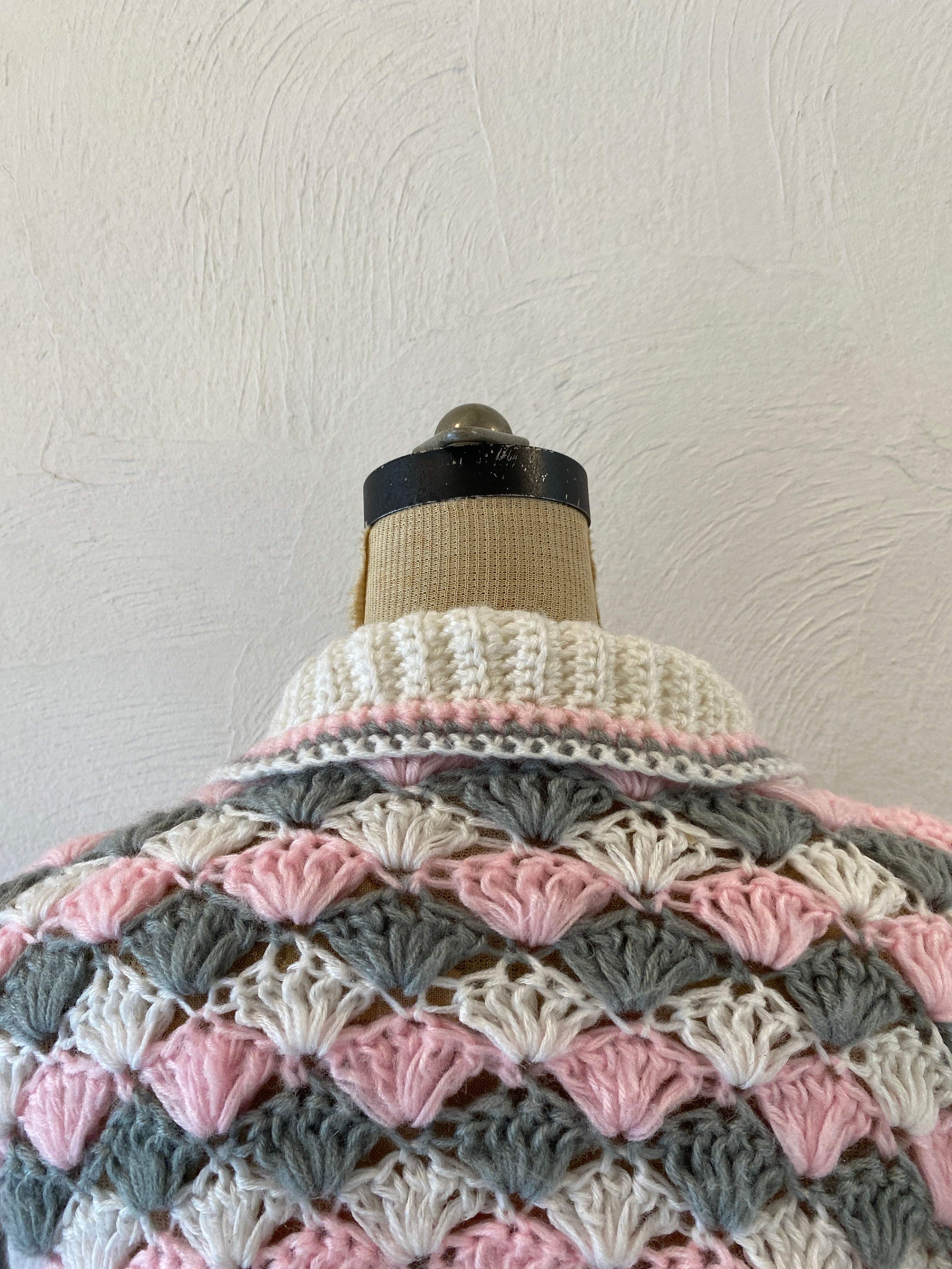 pink gray knit blouson