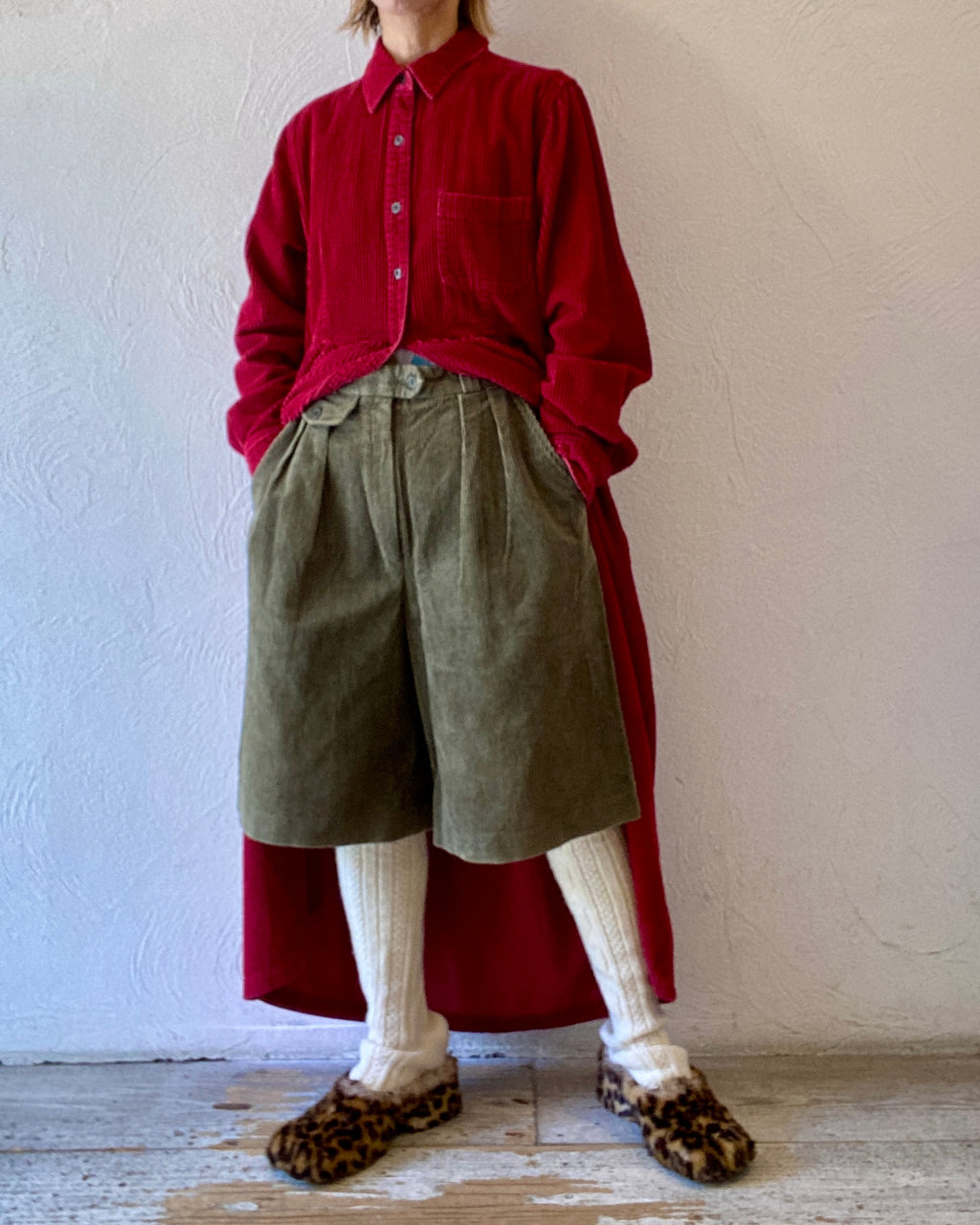 khaki corduroy culotte pants