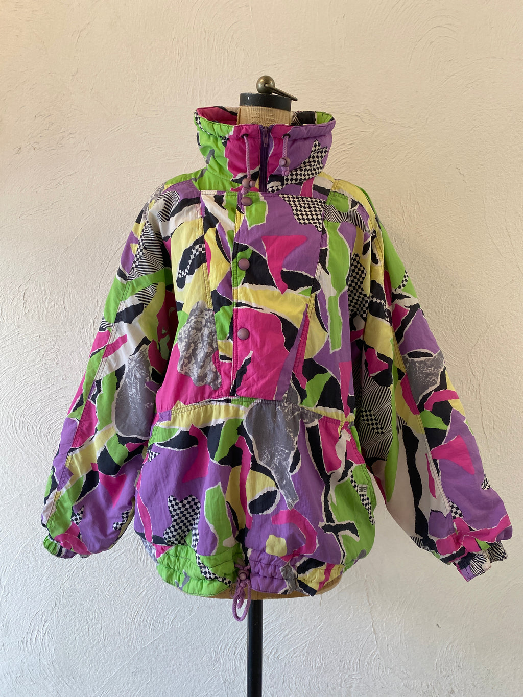 checker&stripe padding pullover