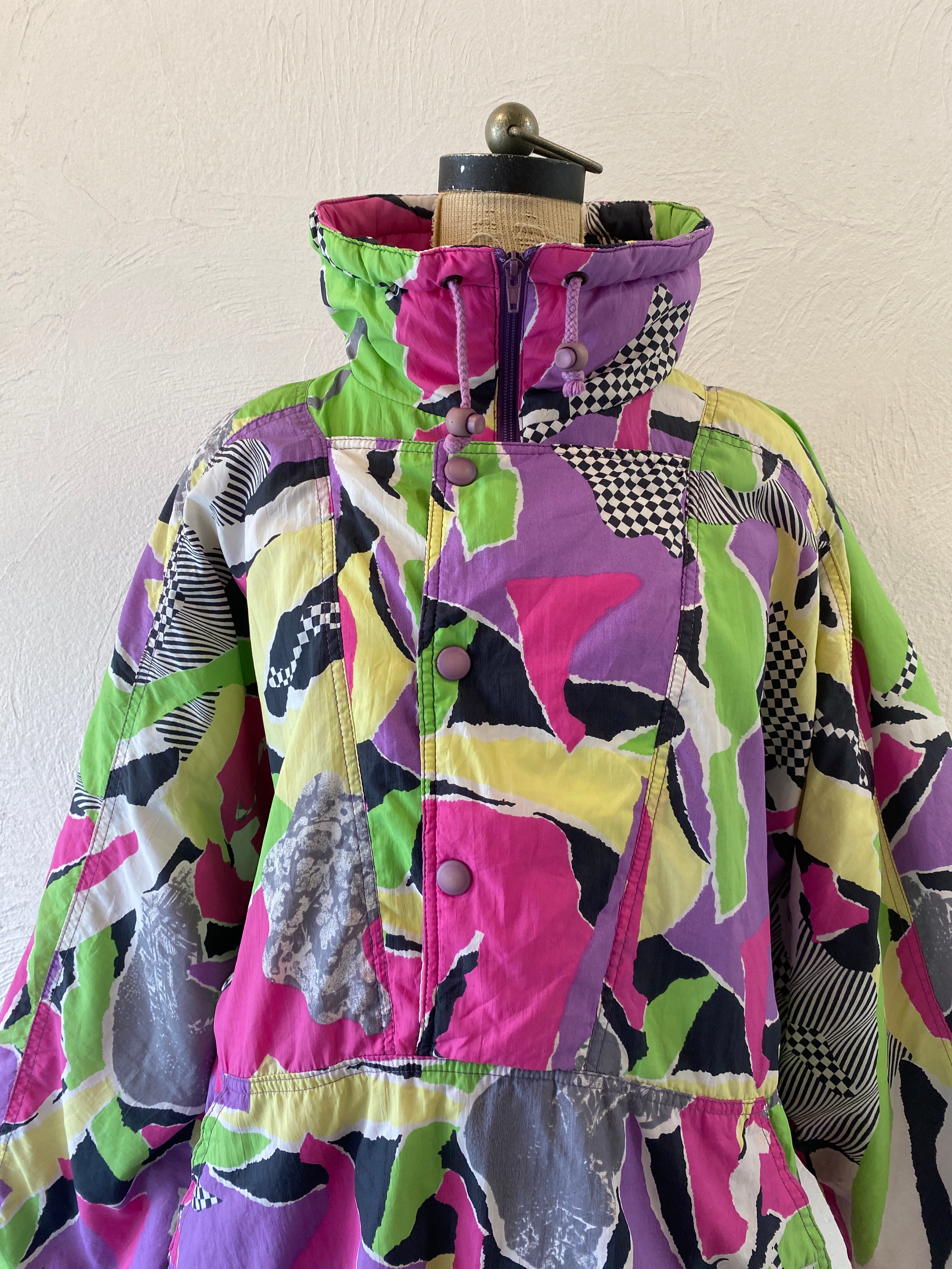 checker&stripe padding pullover