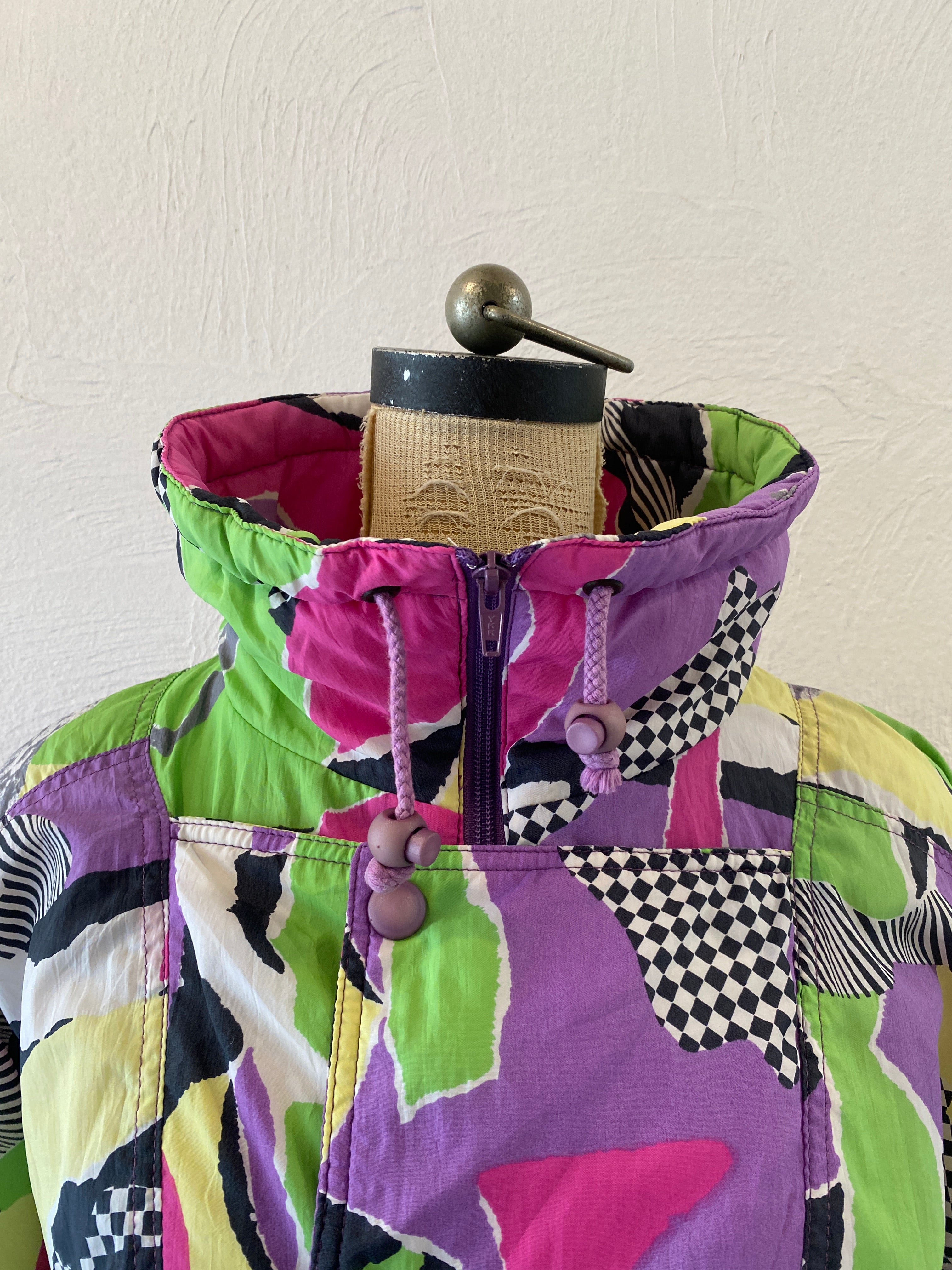 checker&stripe padding pullover